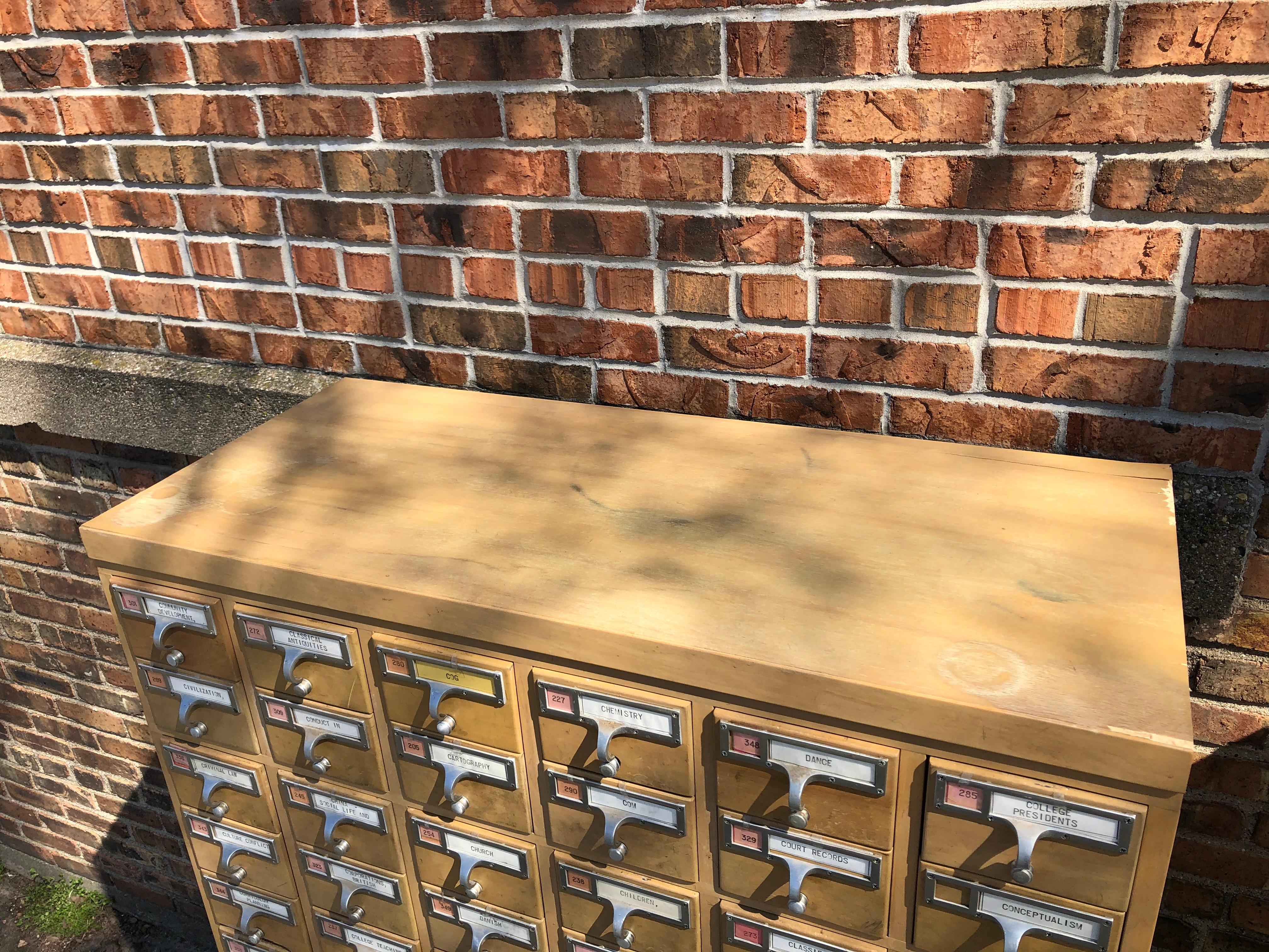 Midcentury 72-Drawer Library Card Catalog, One Available 4