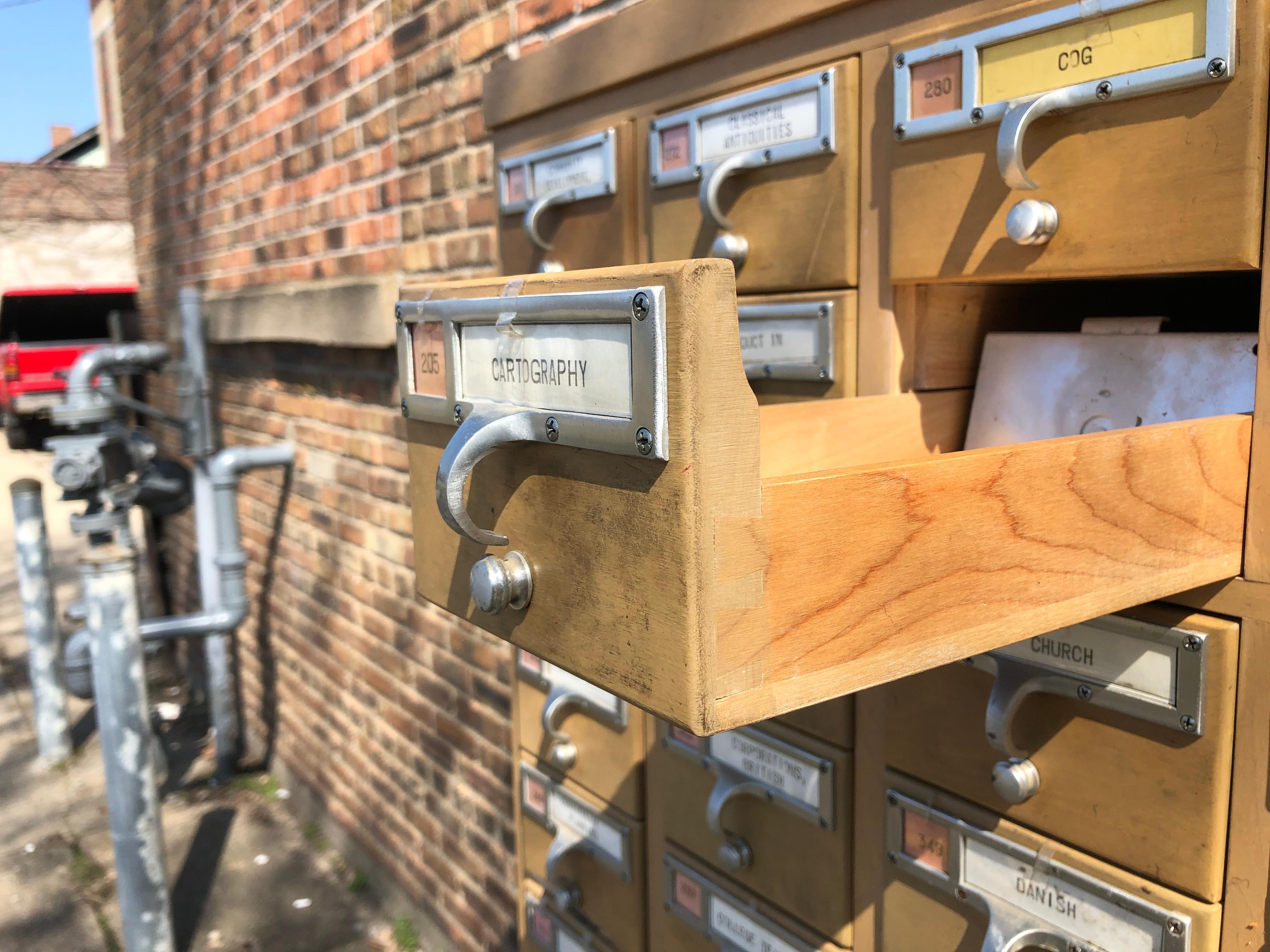 Midcentury 72-Drawer Library Card Catalog, One Available In Good Condition In South Bend, IN