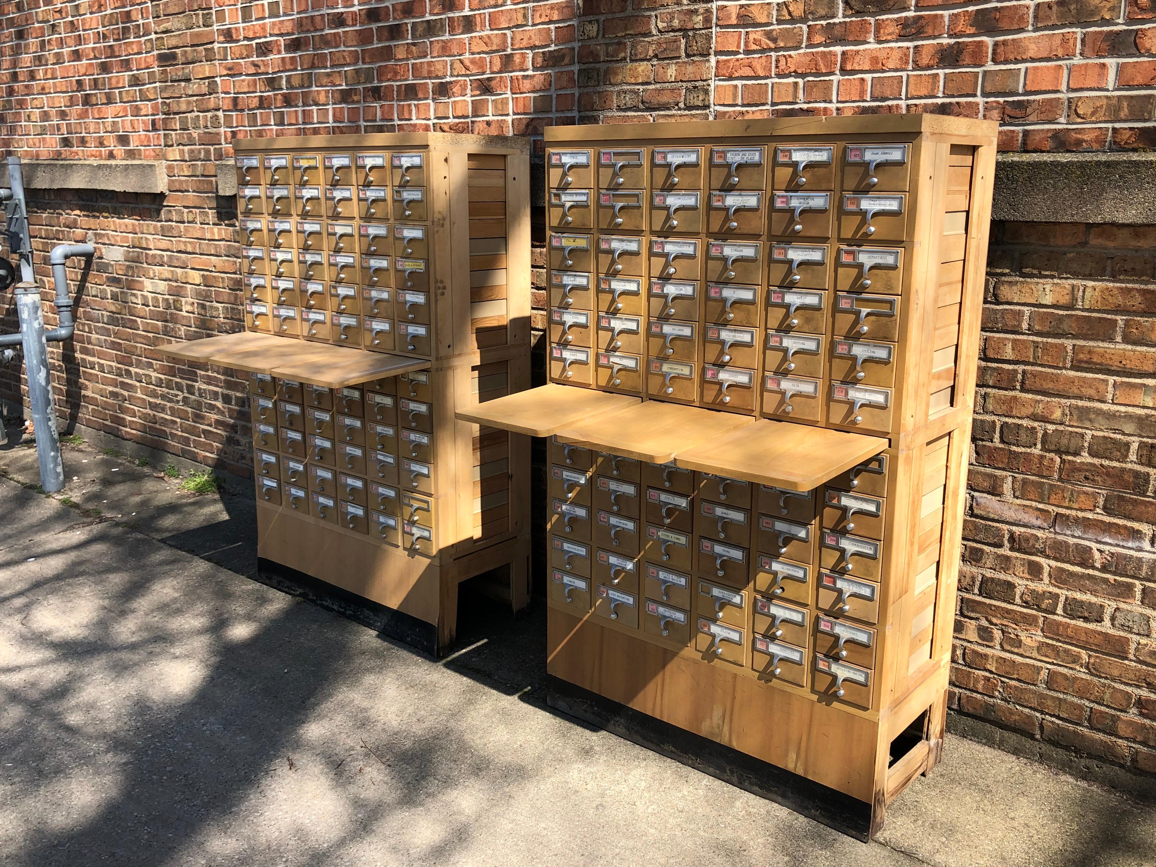 Midcentury 72-Drawer Library Card Catalog, One Available 1