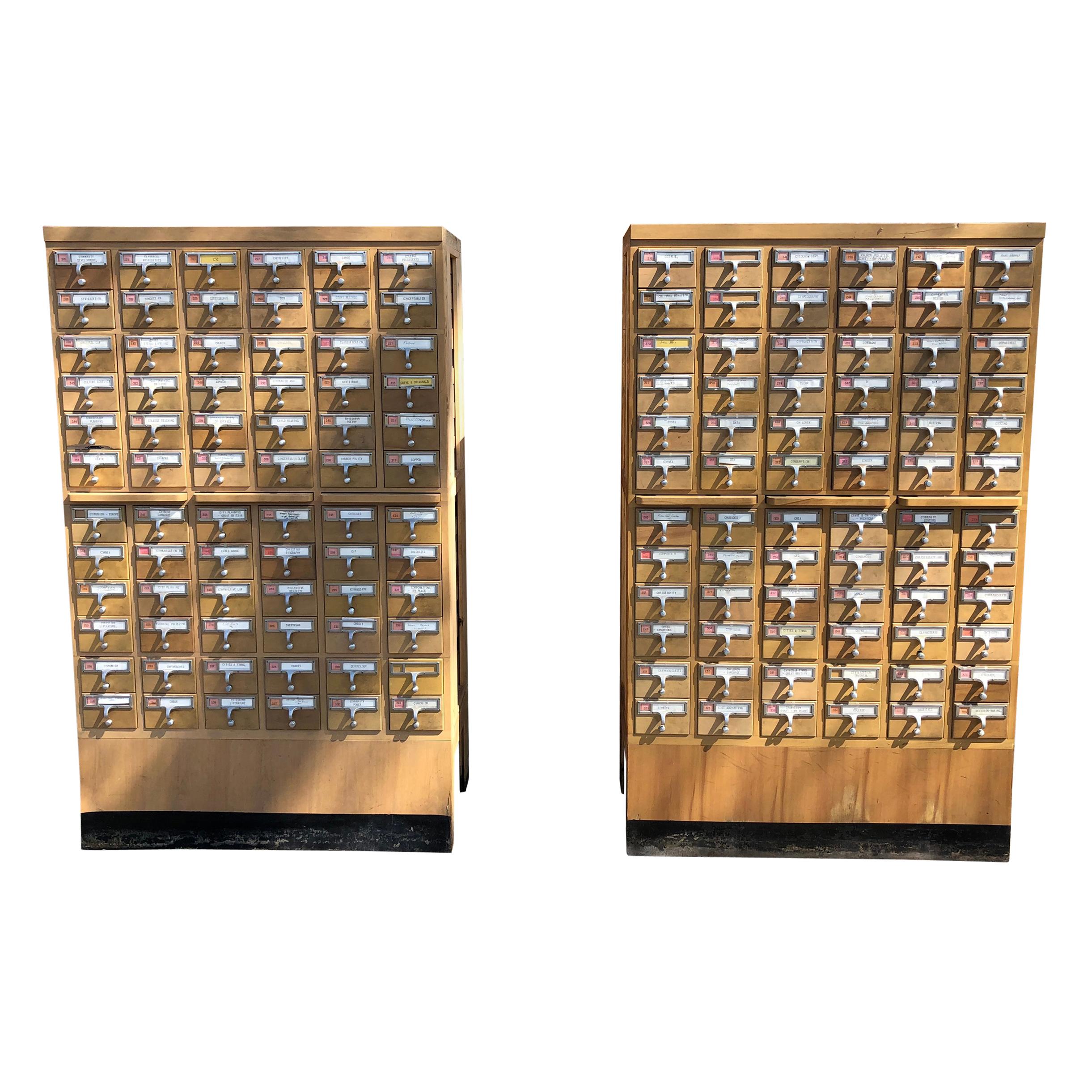 Midcentury 72-Drawer Library Card Catalog, One Available