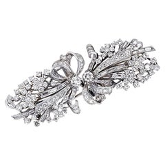 Midcentury 8 Carat Diamond and Platinum Brooch Pin