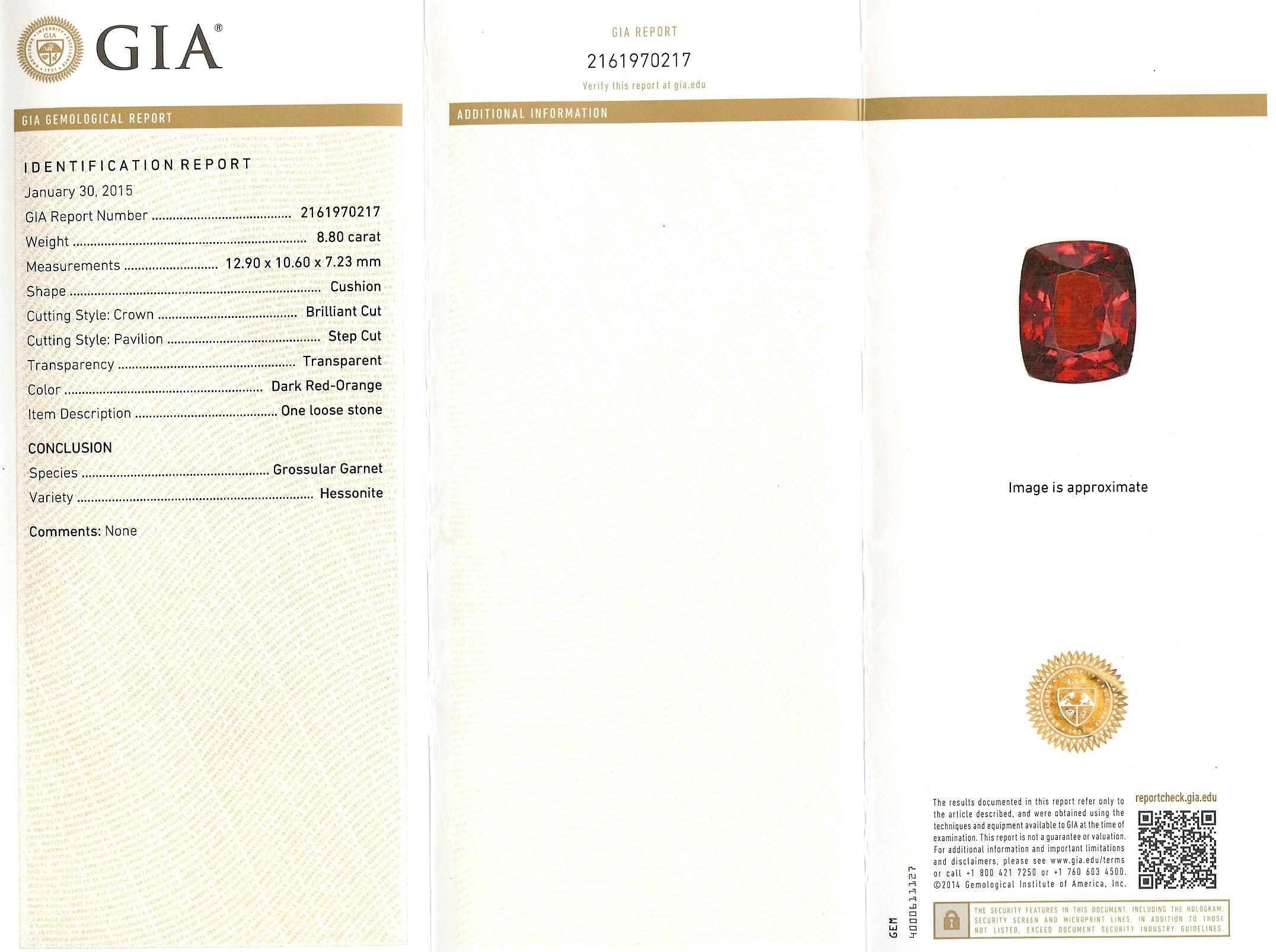 Midcentury 8.80 Carat GIA Garnet Solitaire Ring For Sale 5