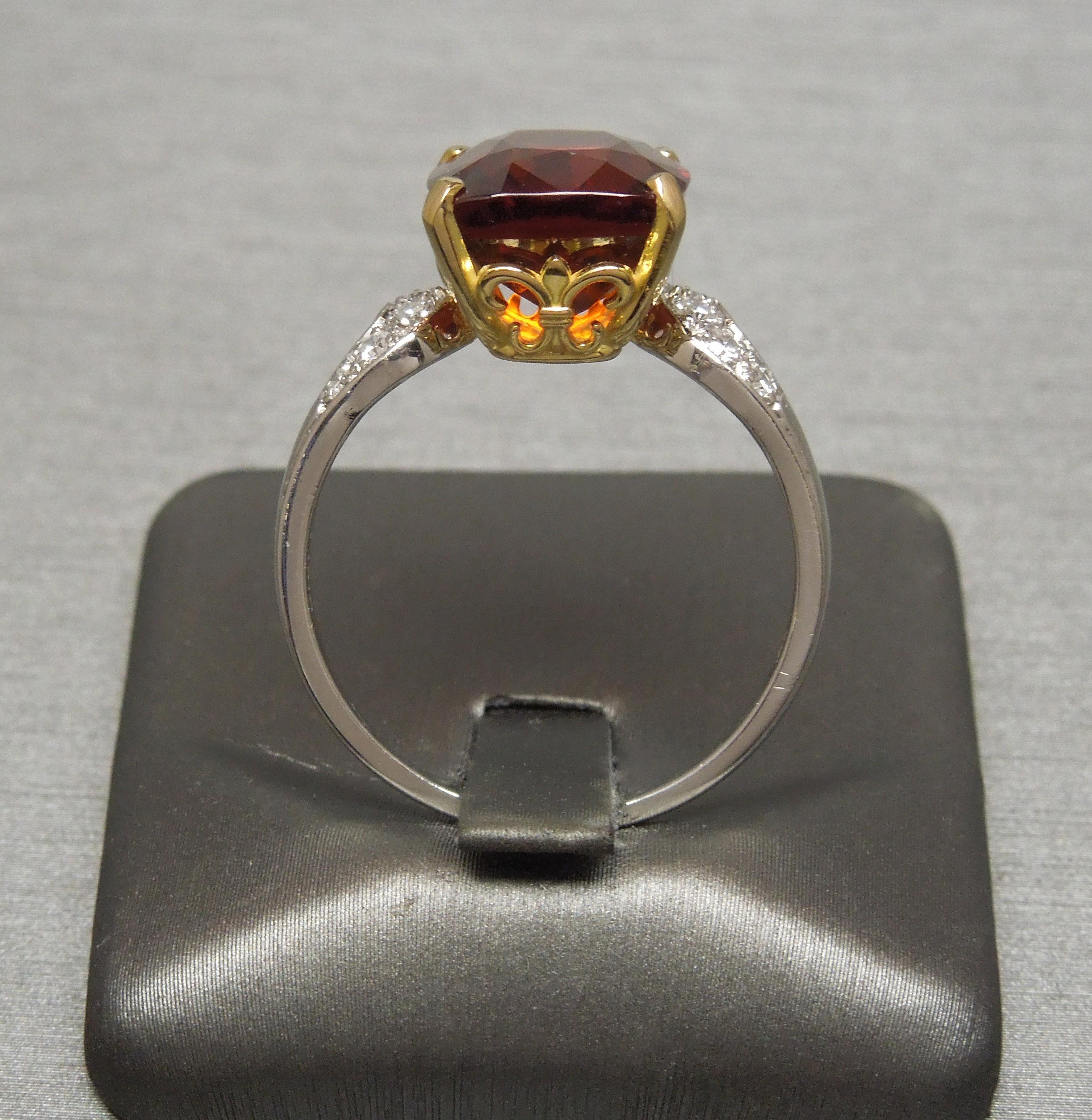Women's Midcentury 8.80 Carat GIA Garnet Solitaire Ring For Sale