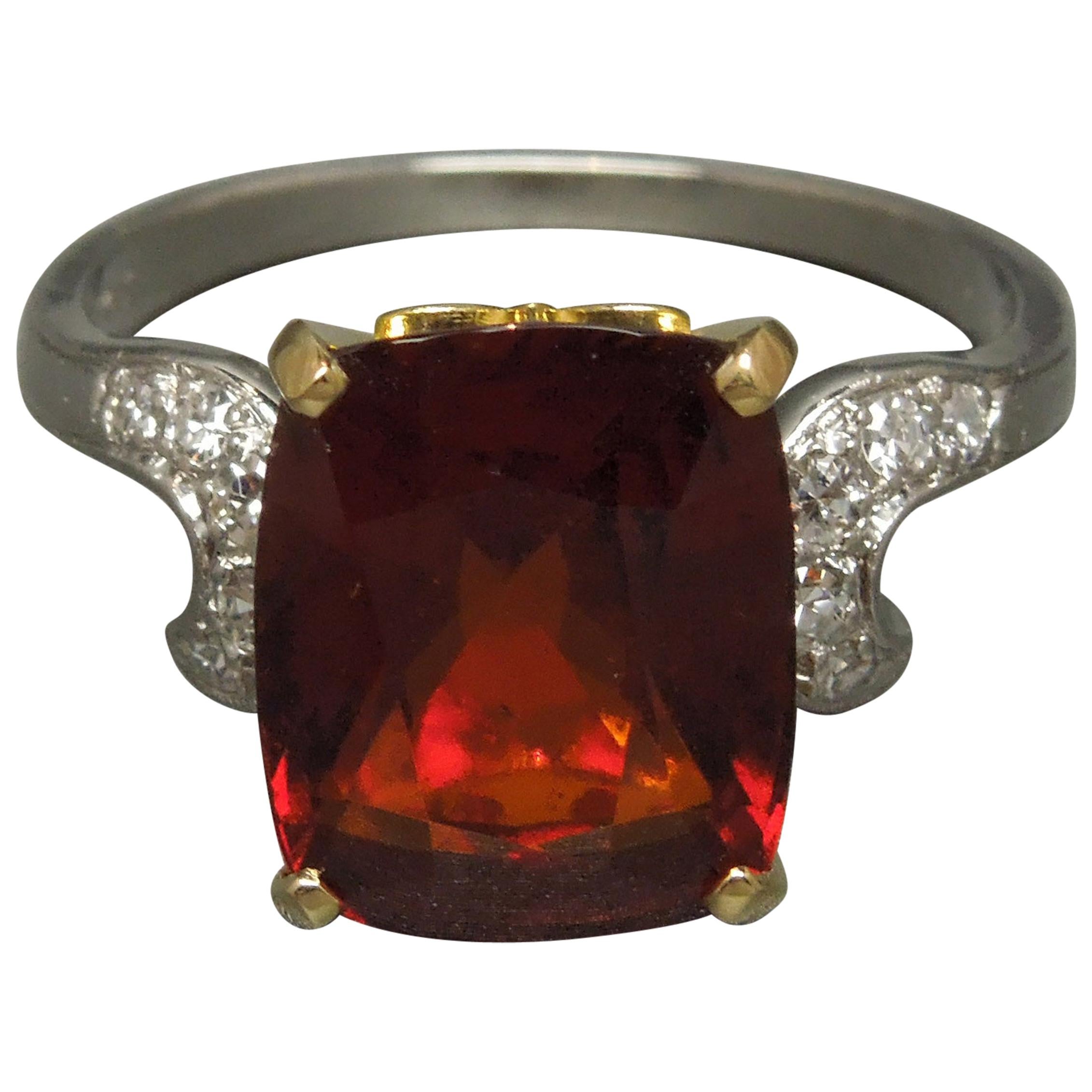 Midcentury 8.80 Carat GIA Garnet Solitaire Ring For Sale