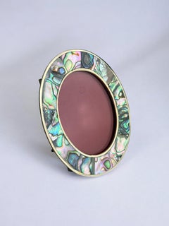 Fotorahmen mit Abalone-Muschel, rundes Design, Mexiko, 1970er Jahre