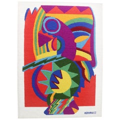 Midcentury Abstract Art Tapestry by Hernandez, 1970s
