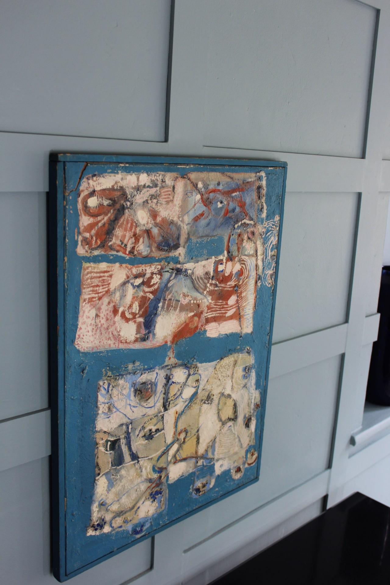 Midcentury Abstract Blue Painting For Sale 7