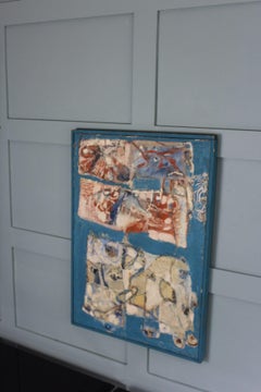 Pittura astratta italiana di metà secolo di colore blu