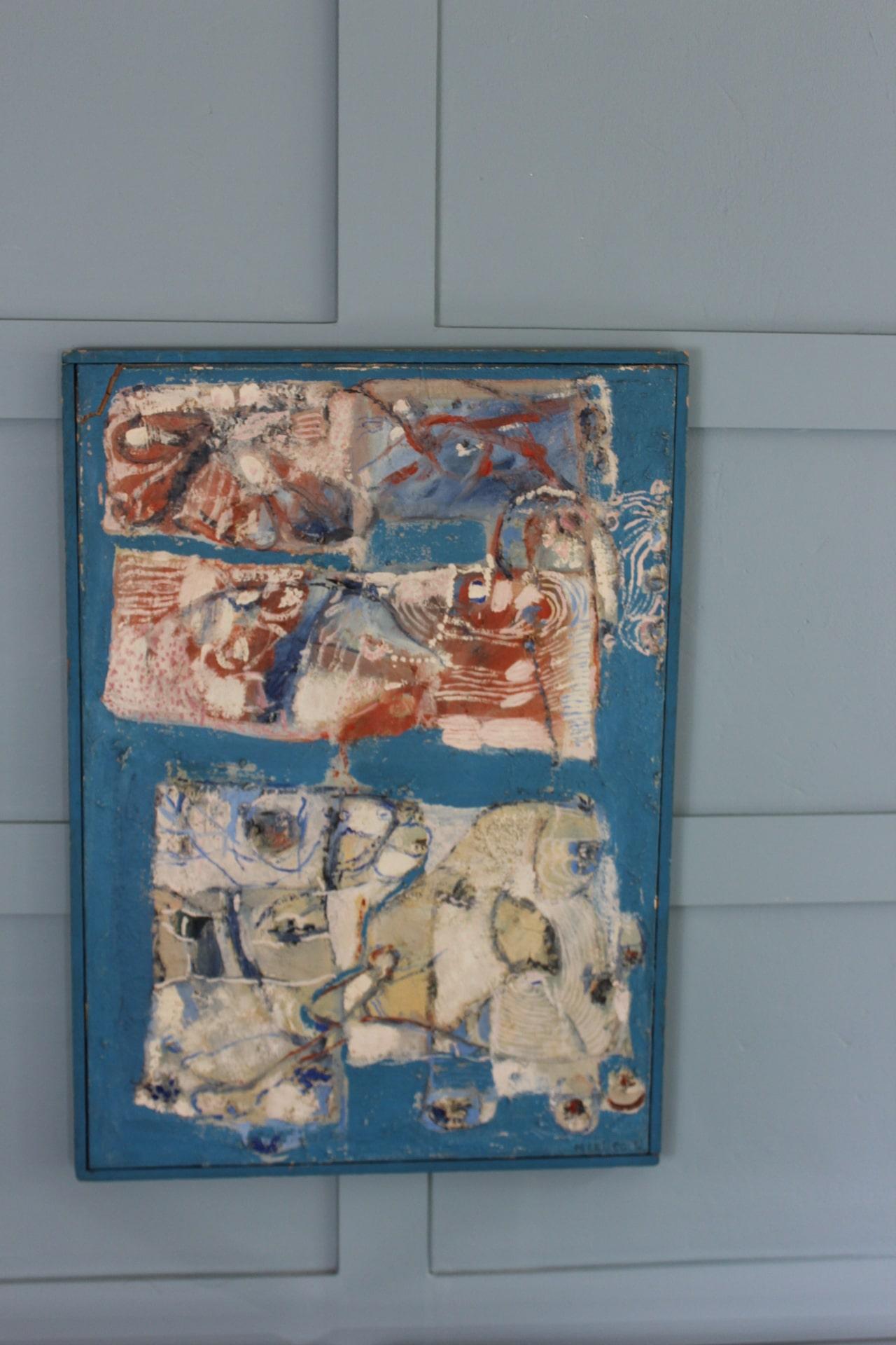 Mid-Century Modern Midcentury Abstract Blue Painting For Sale