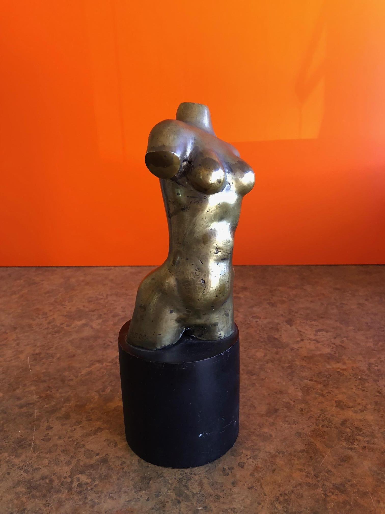 Mid-Century Modern Midcentury Abstract Bronze Nude Sculpture on Metal Base by Ken Vares