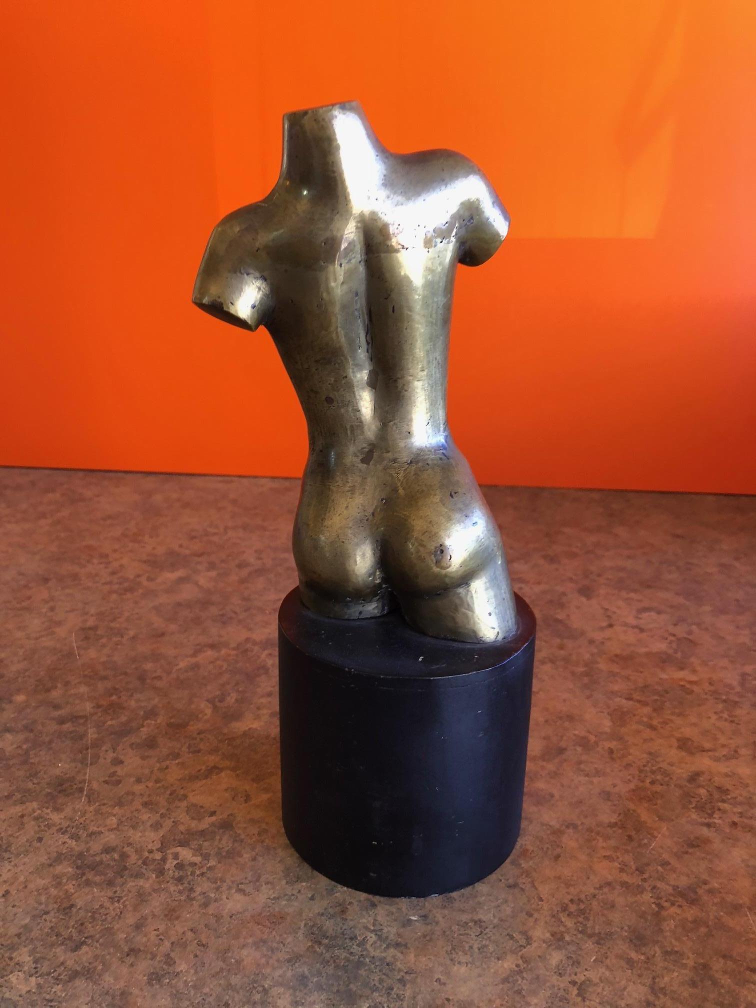 Midcentury Abstract Bronze Nude Sculpture on Metal Base by Ken Vares In Good Condition In San Diego, CA