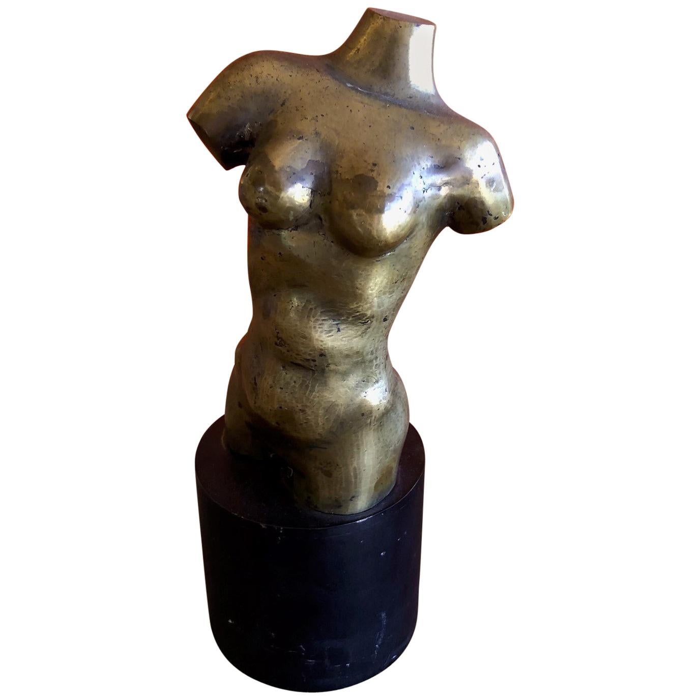 Midcentury Abstract Bronze Nude Sculpture on Metal Base by Ken Vares