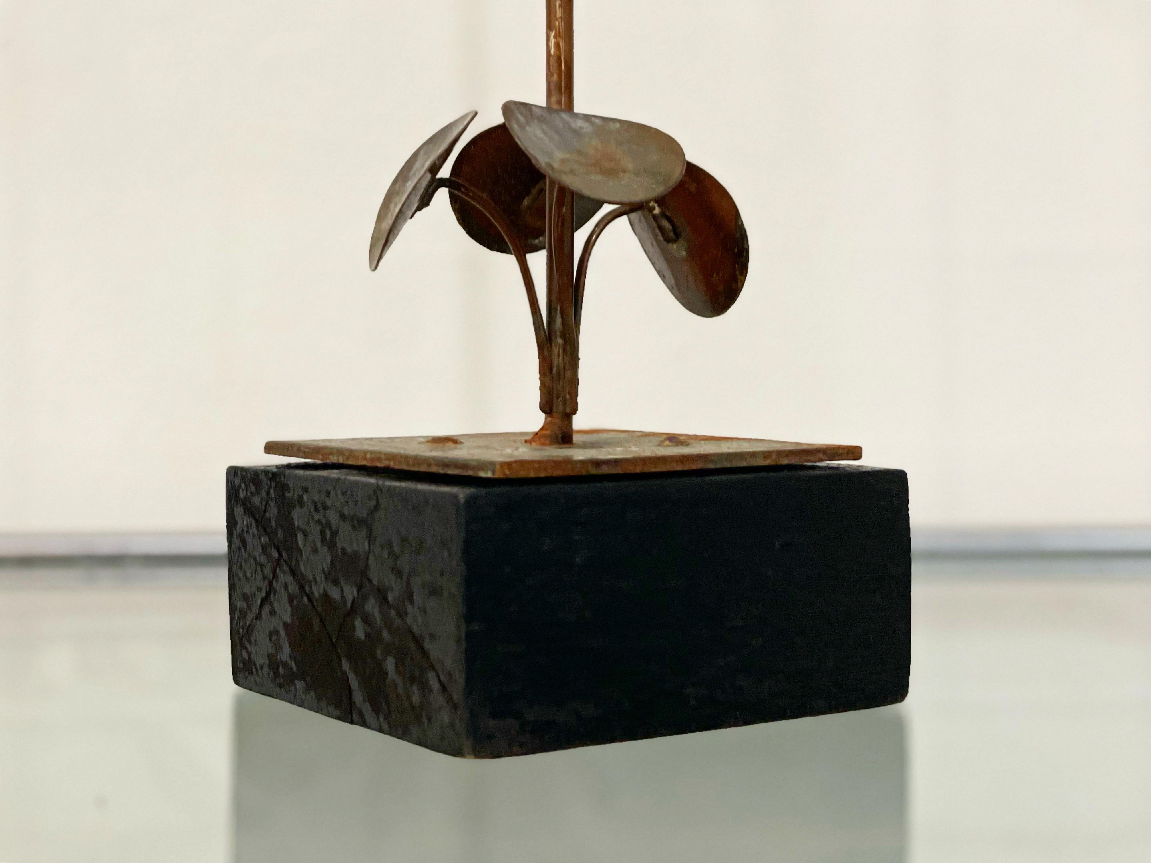 Late 20th Century Mid-Century Abstract Brutalist Metal Art Flower Sculpture, After Curtis Jere For Sale