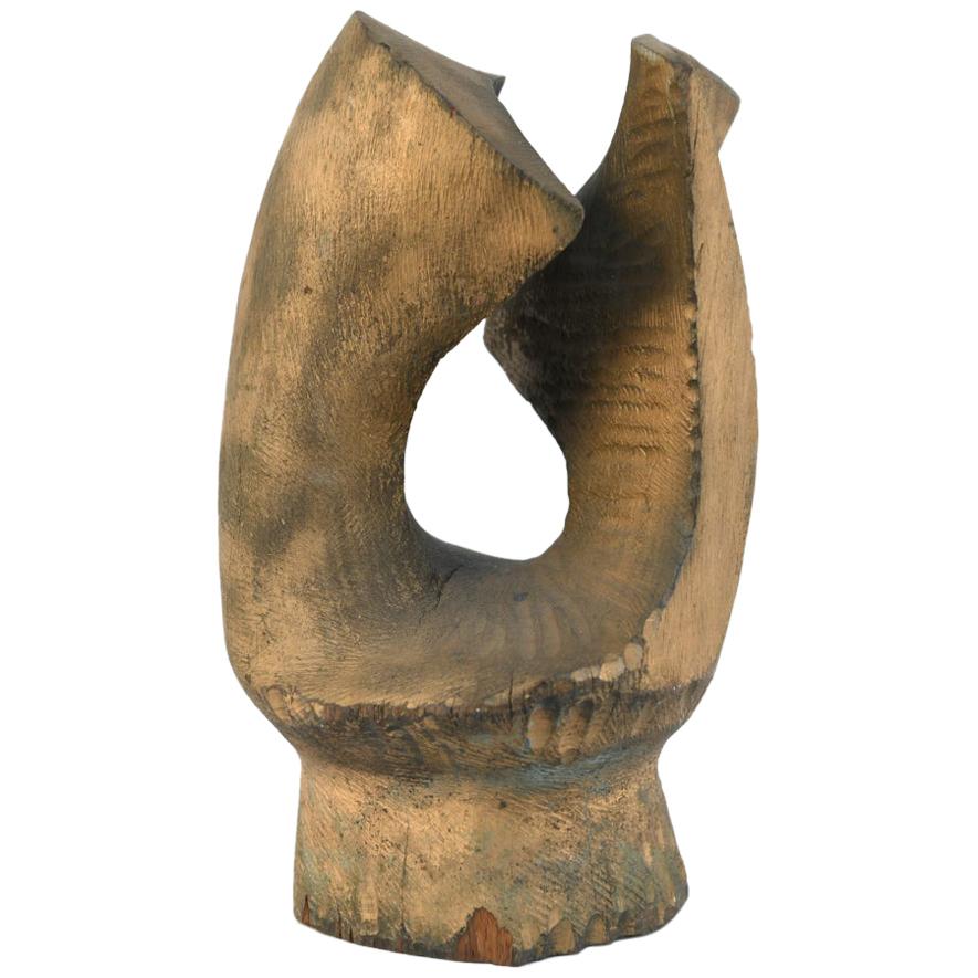 Midcentury Abstract Carved Wooden Sculpture