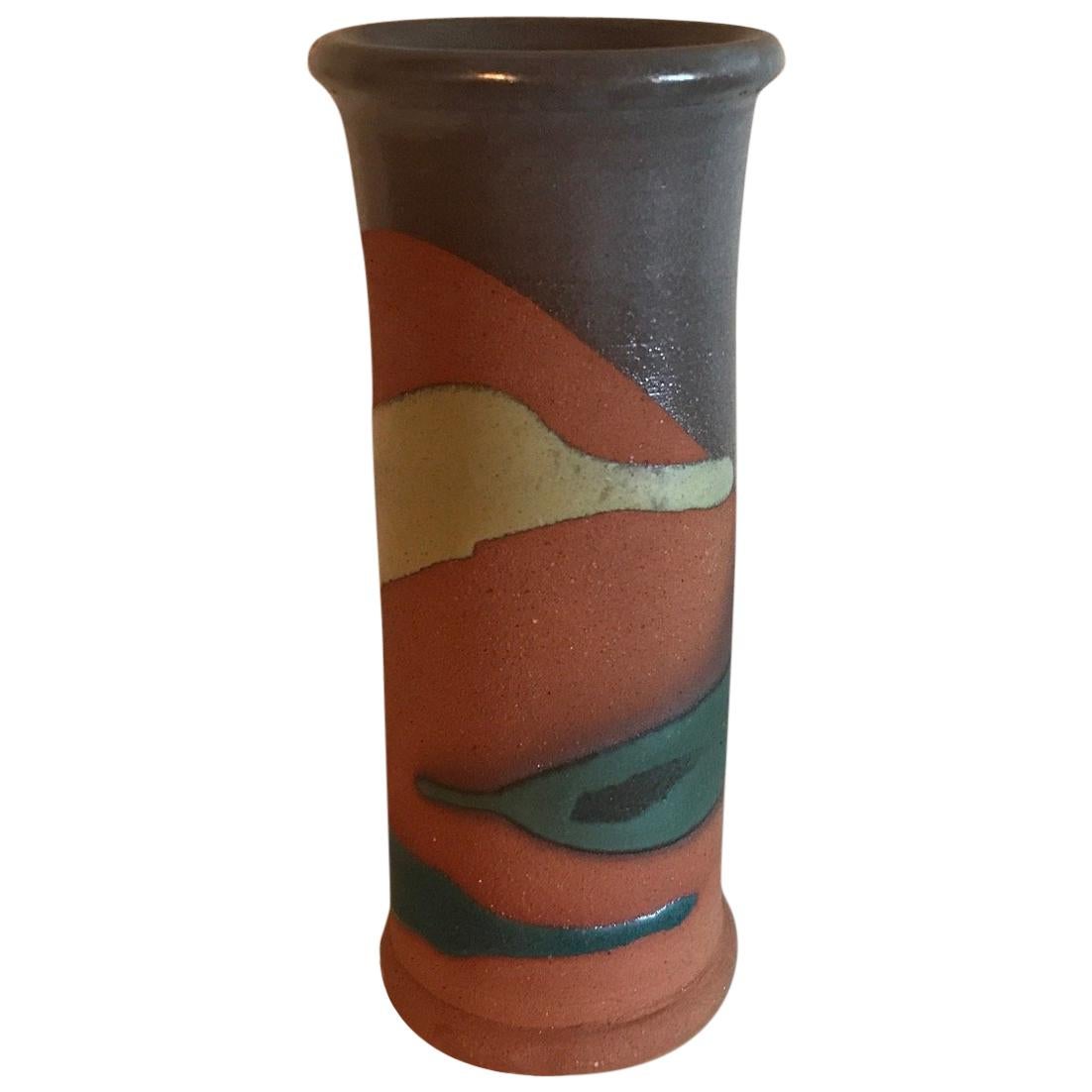 Midcentury Abstract Ceramic Vase Vintage Pottery Art For Sale