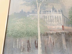 Midcentury Abstract Chicago Cityscape Signed Oil Painting by Lee Reynolds