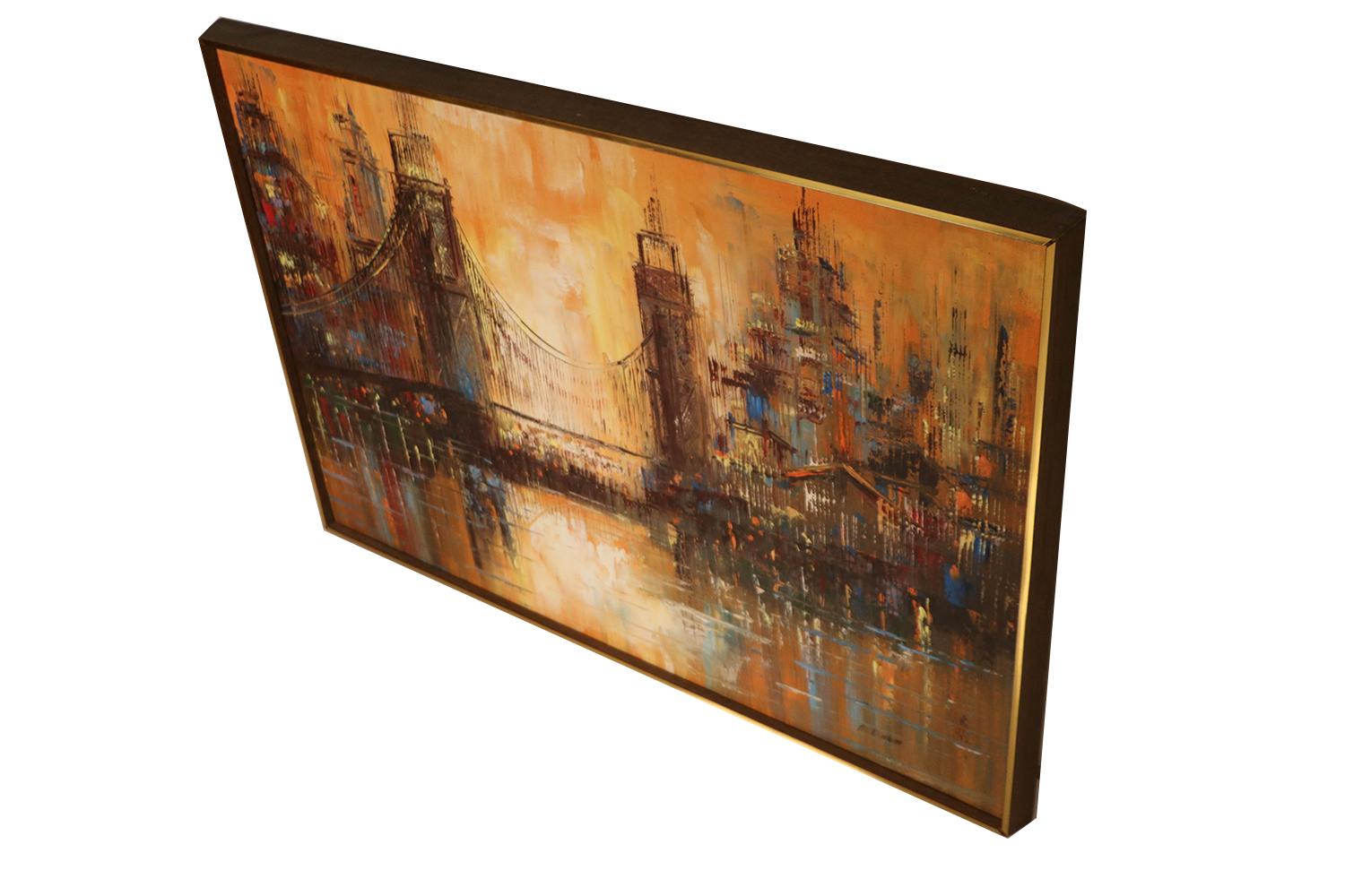 Peinture abstraite du milieu du siècle sur le pont d'un paysage urbain 3