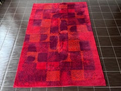 Midcentury Abstract Design Geometric Rug / Carpet, 1970s / Czechoslovakia