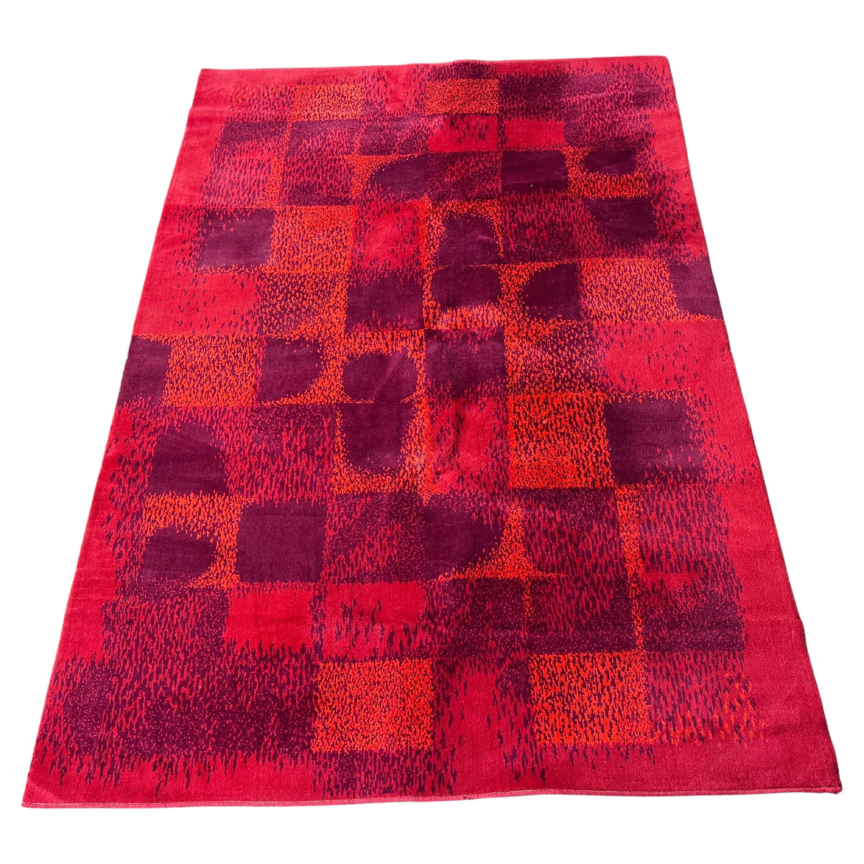 Midcentury Abstract Design Geometric Rug / Carpet, 1970s / Czechoslovakia For Sale