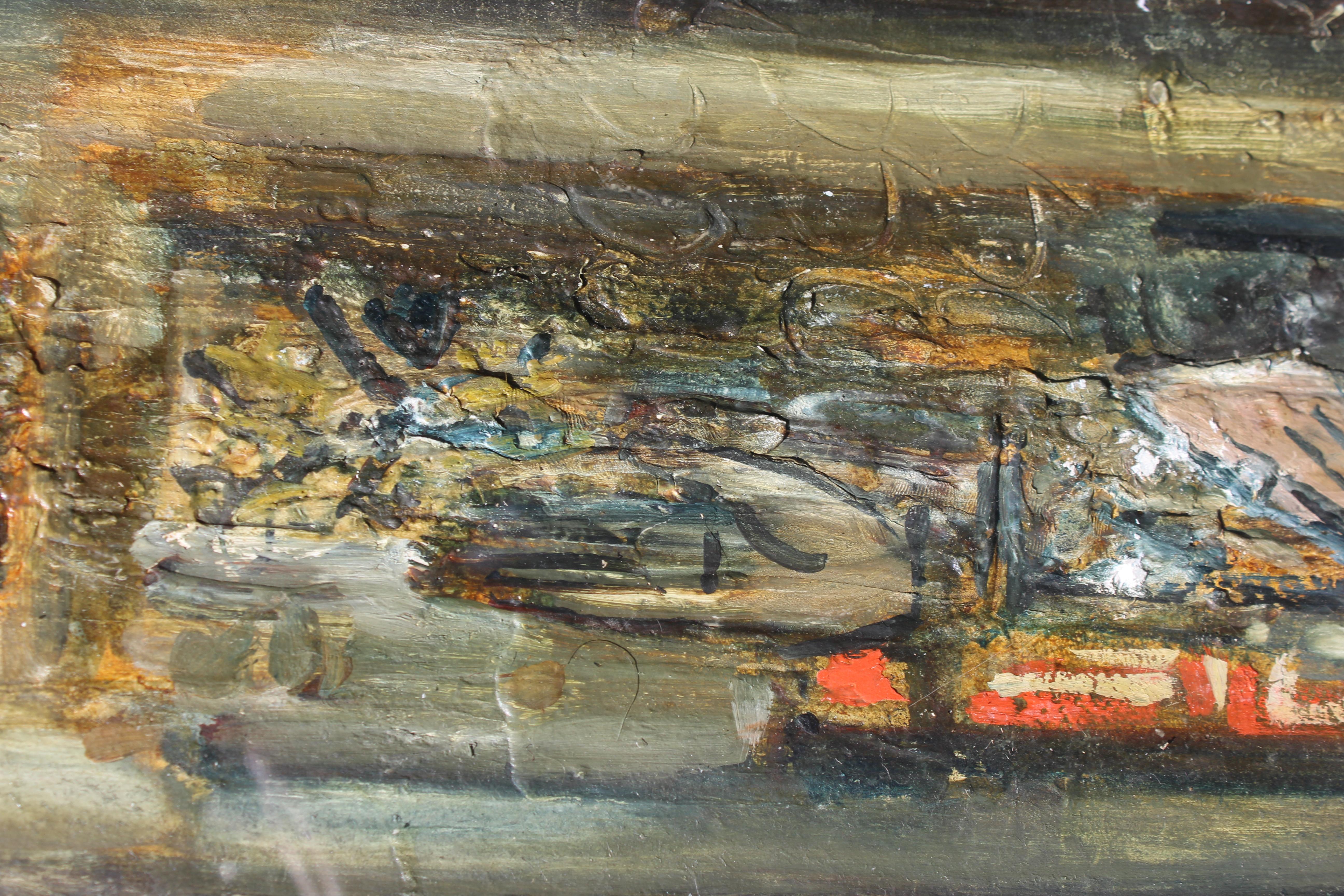 Mitte des Jahrhunderts  Abstrakt-expressionistisches Ölgemälde (Moderne der Mitte des Jahrhunderts) im Angebot