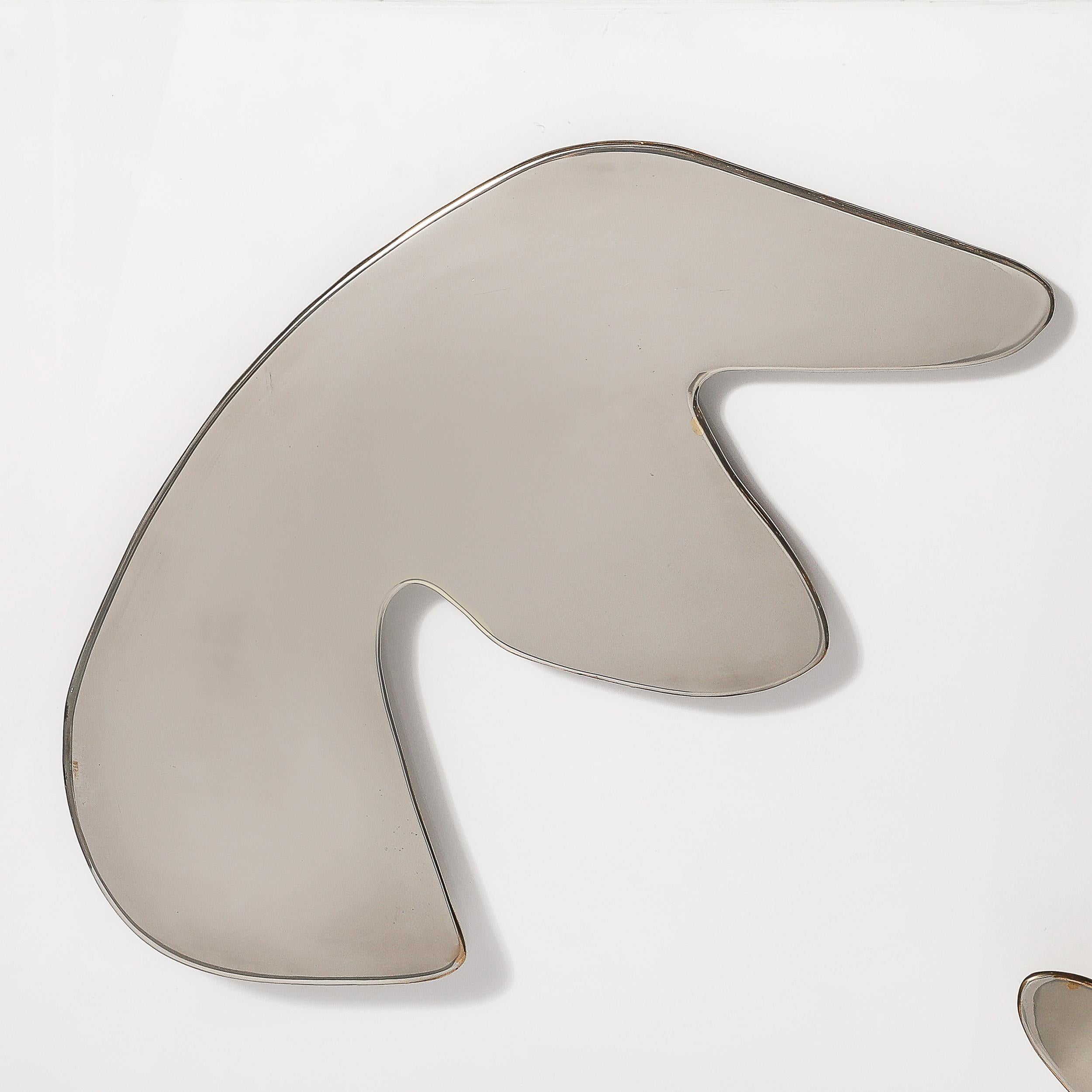 Mid-Century Modern MidCentury Abstract Geometric Chrome & Lucite Wall Sculpture signed Harold Sclar For Sale