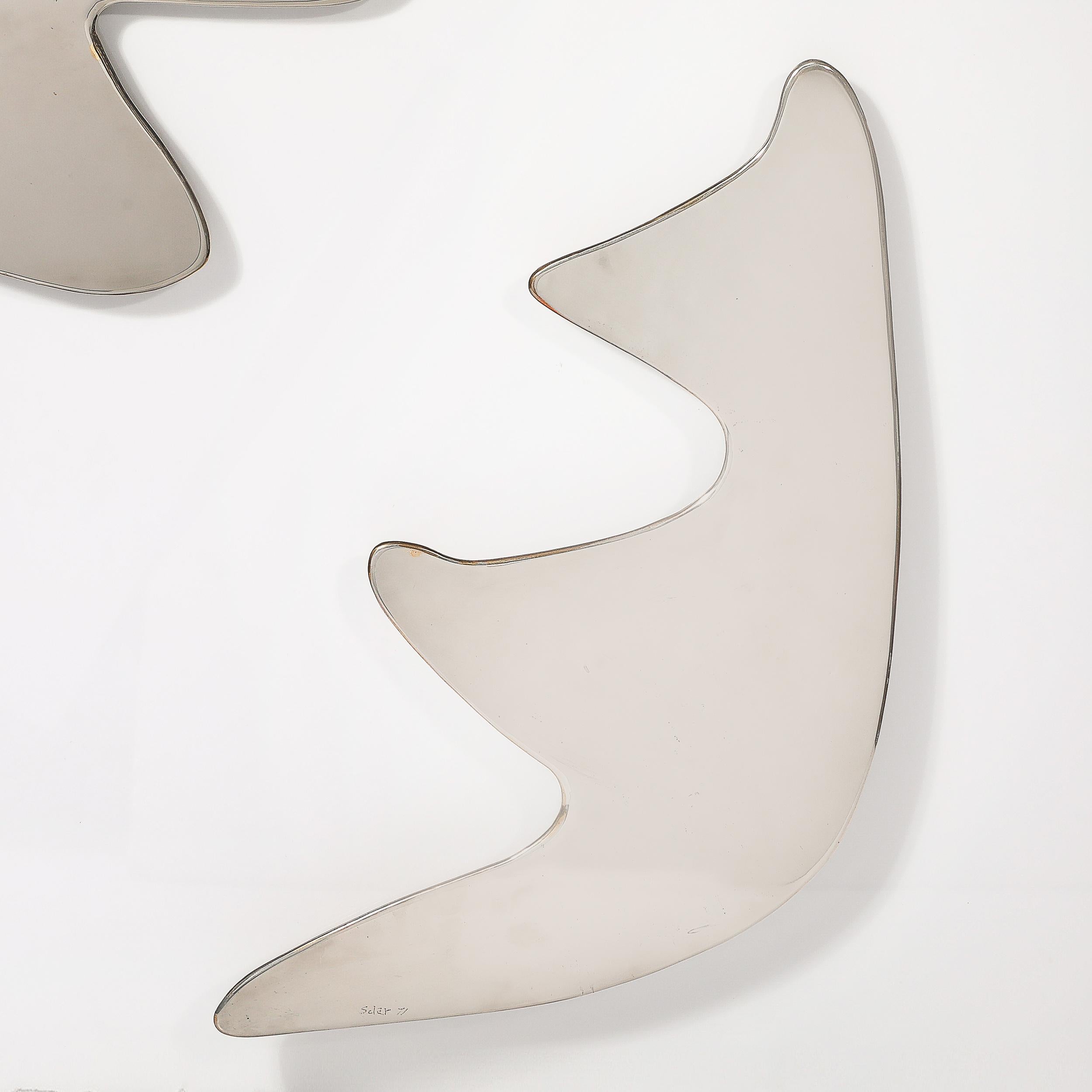American MidCentury Abstract Geometric Chrome & Lucite Wall Sculpture signed Harold Sclar For Sale