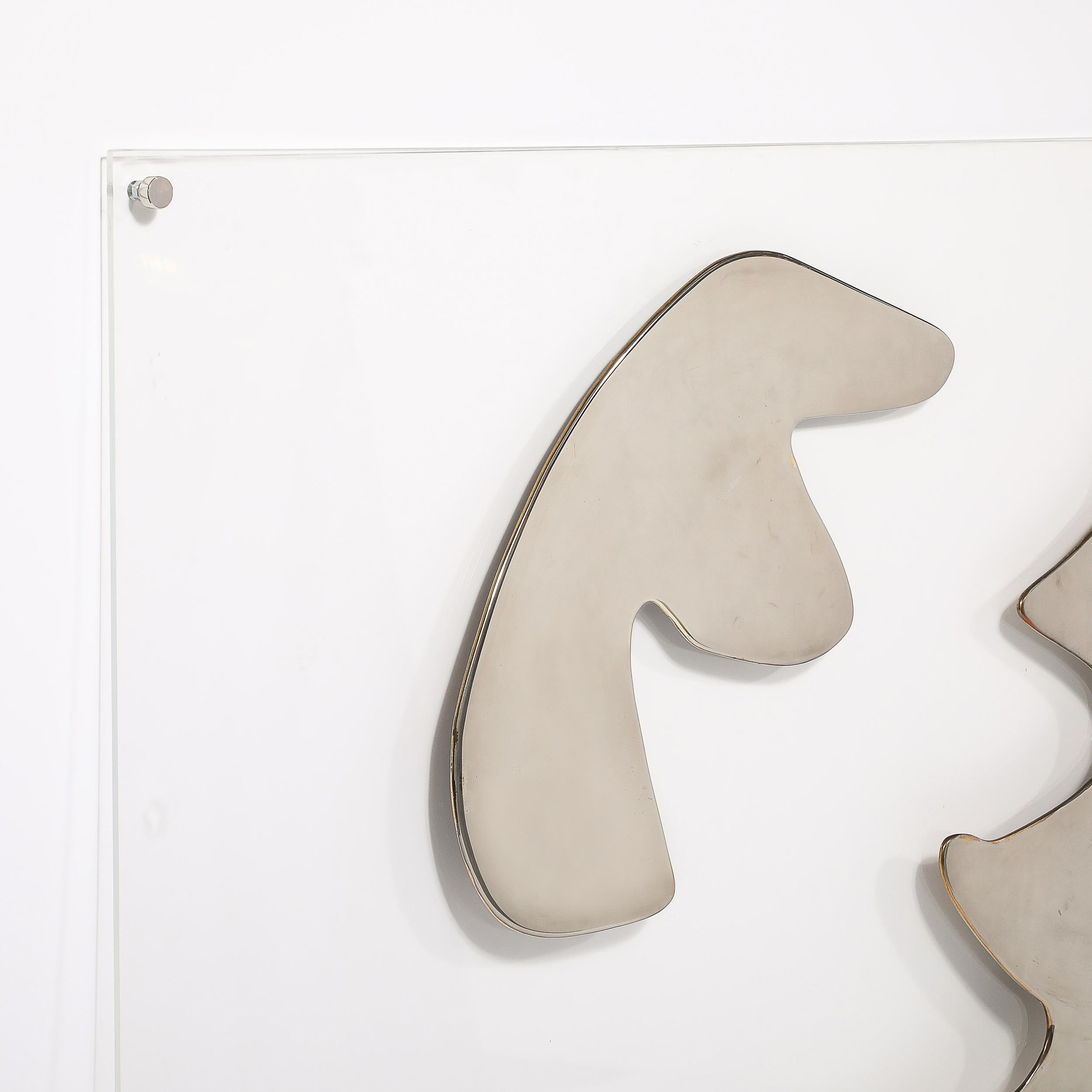 MidCentury Abstract Geometric Chrome & Lucite Wall Sculpture signed Harold Sclar In Good Condition For Sale In New York, NY