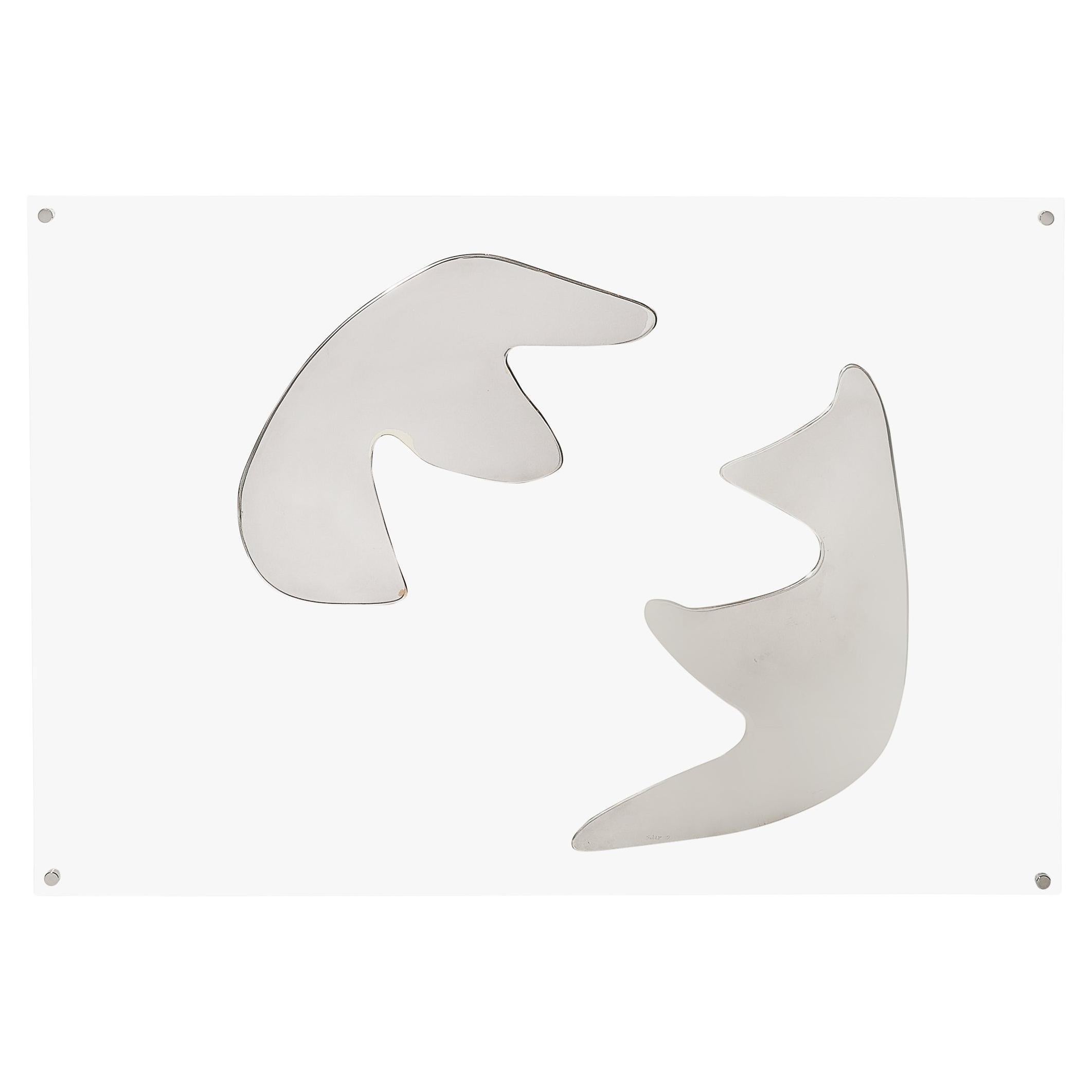 MidCentury Abstract Geometric Chrome & Lucite Wall Sculpture signed Harold Sclar For Sale