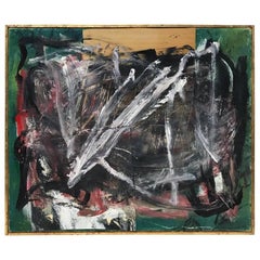 Midcentury Abstract Mixed-Media Painting