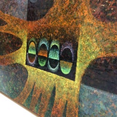 Midcentury Abstract Oil on Board Painting by Van Gelderen