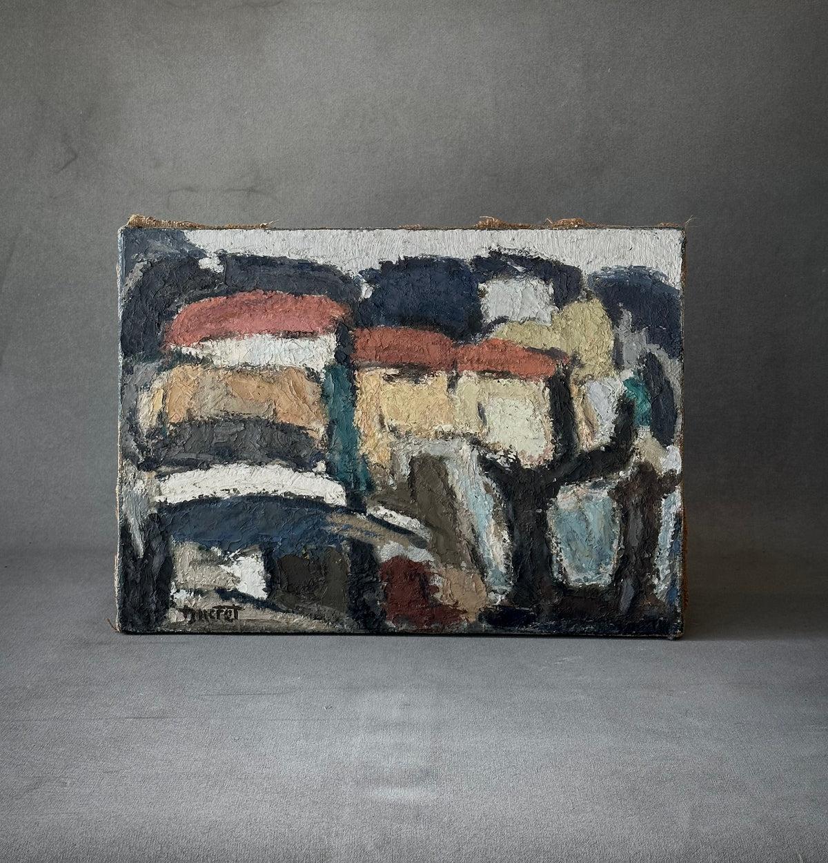 Abstraktes Ölgemälde aus der Mitte des Jahrhunderts von Marcel Ducret (Leinwand) im Angebot