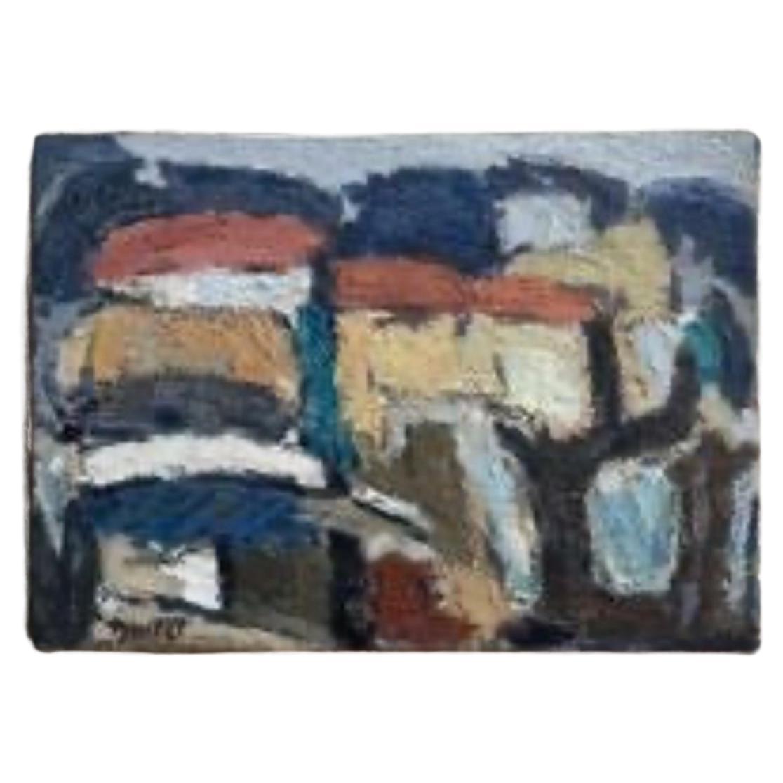 Midcentury Abstract Oil Painting by Marcel Ducret For Sale