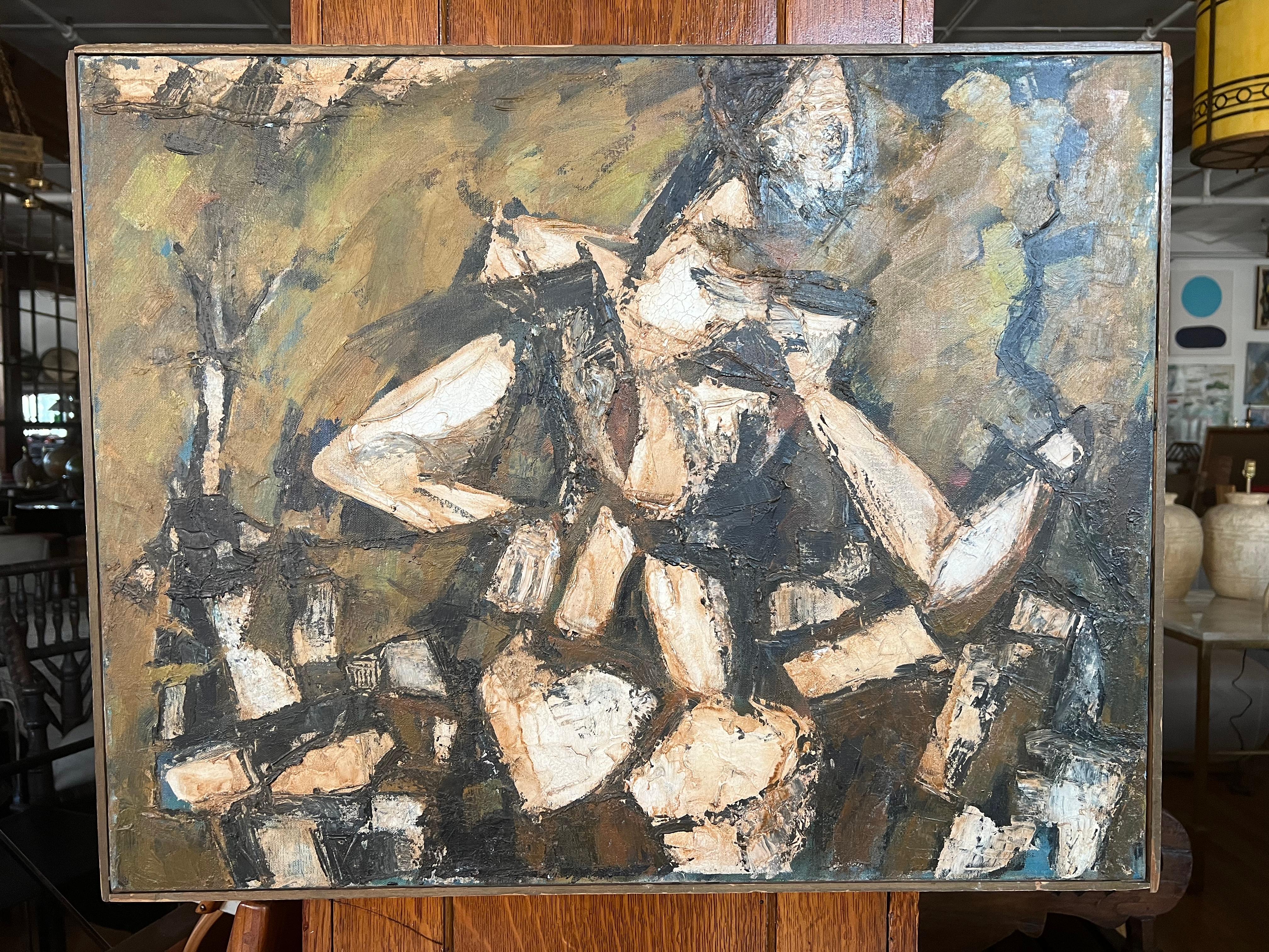 Mid-Century Modern Midcentury Abstract Oil Painting For Sale