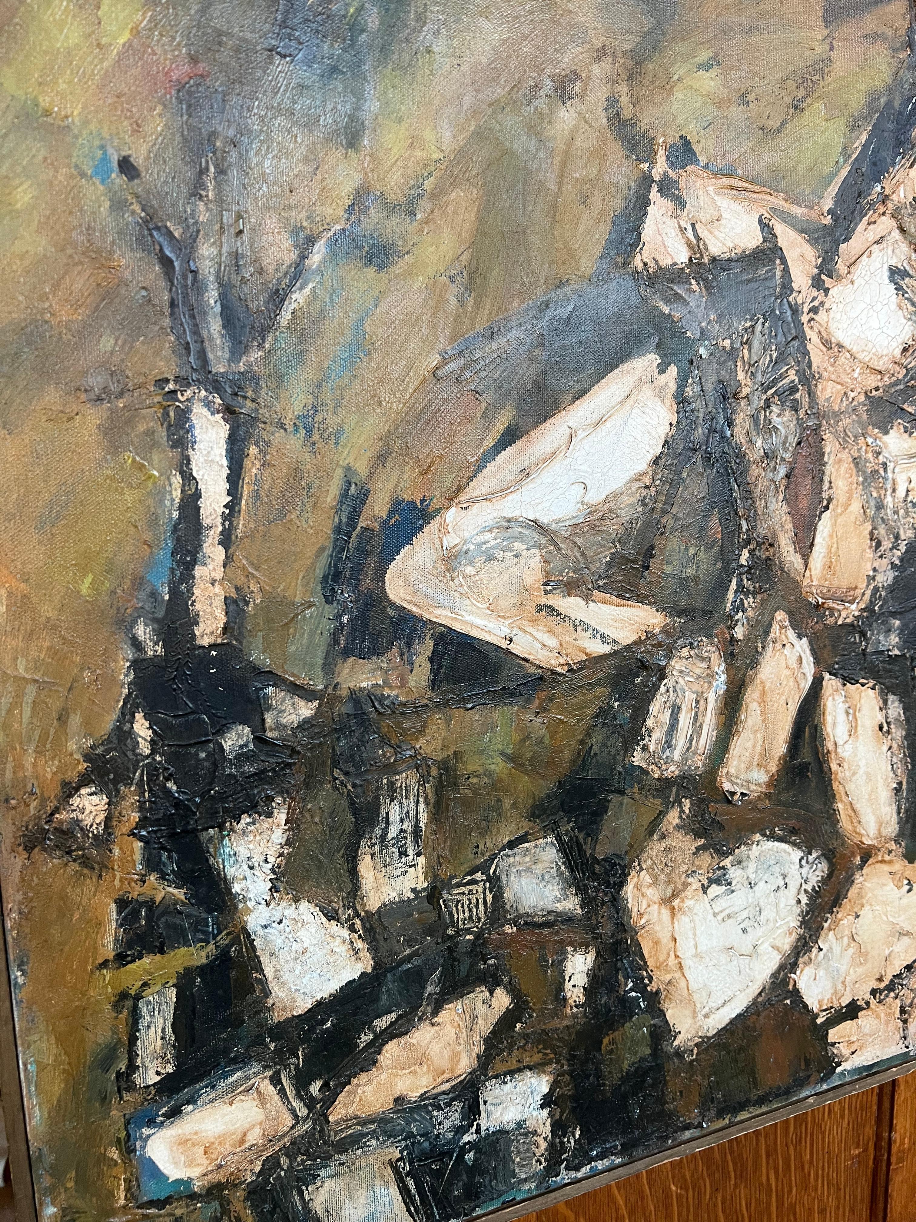 Mid-20th Century Midcentury Abstract Oil Painting For Sale