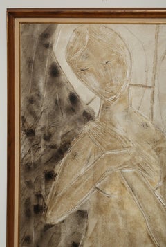 Midcentury Abstract Oil Painting of Two Figures by H. C. Kimball