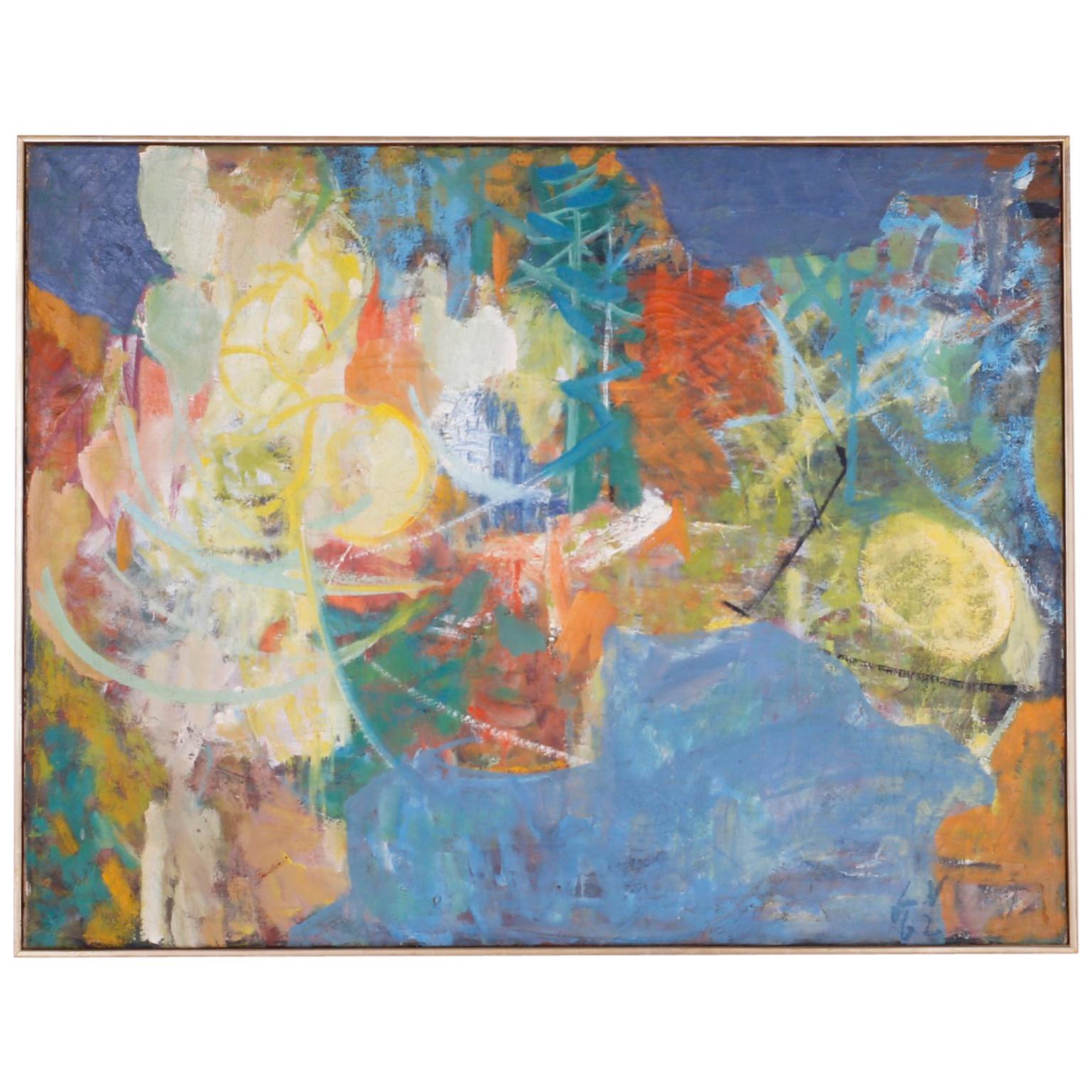 Midcentury Abstract Oil Painting on Canvas