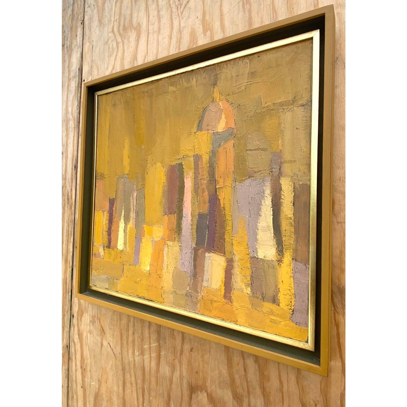 20th Century Midcentury Abstract Original Oil Painting