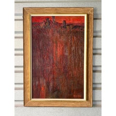 Midcentury Abstract Original Oil Painting Signed May Heiloms