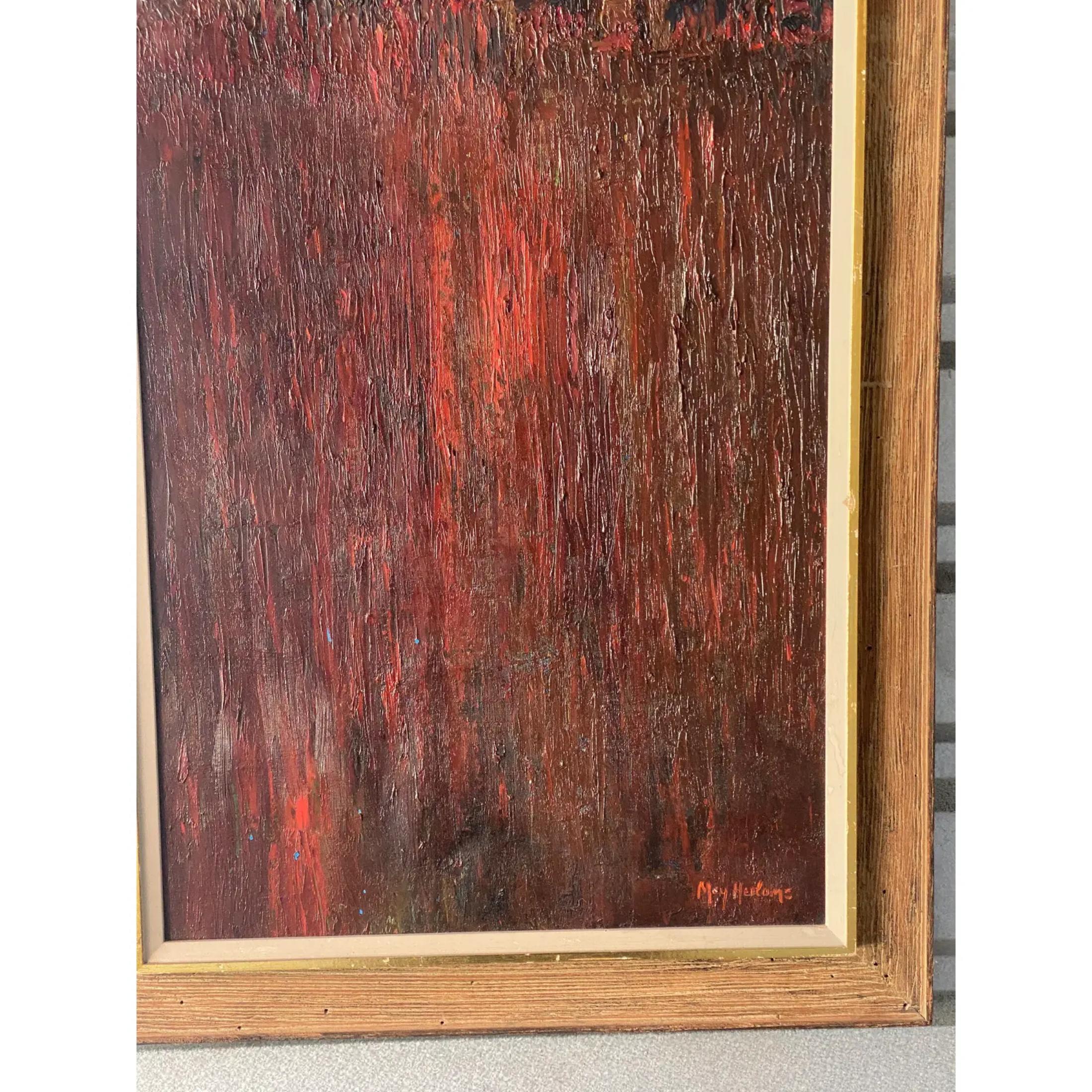 20th Century Midcentury Abstract Original Oil Painting Signed May Heiloms For Sale