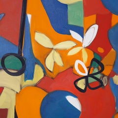 Midcentury Abstract Painting on Canvas by Arnold Weber