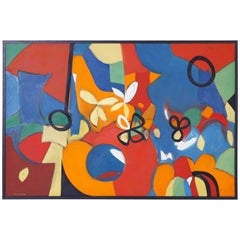 Midcentury Abstract Painting on Canvas by Arnold Weber