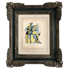 Midcentury Abstract Russian School Avant-Garde Painting in Gouache