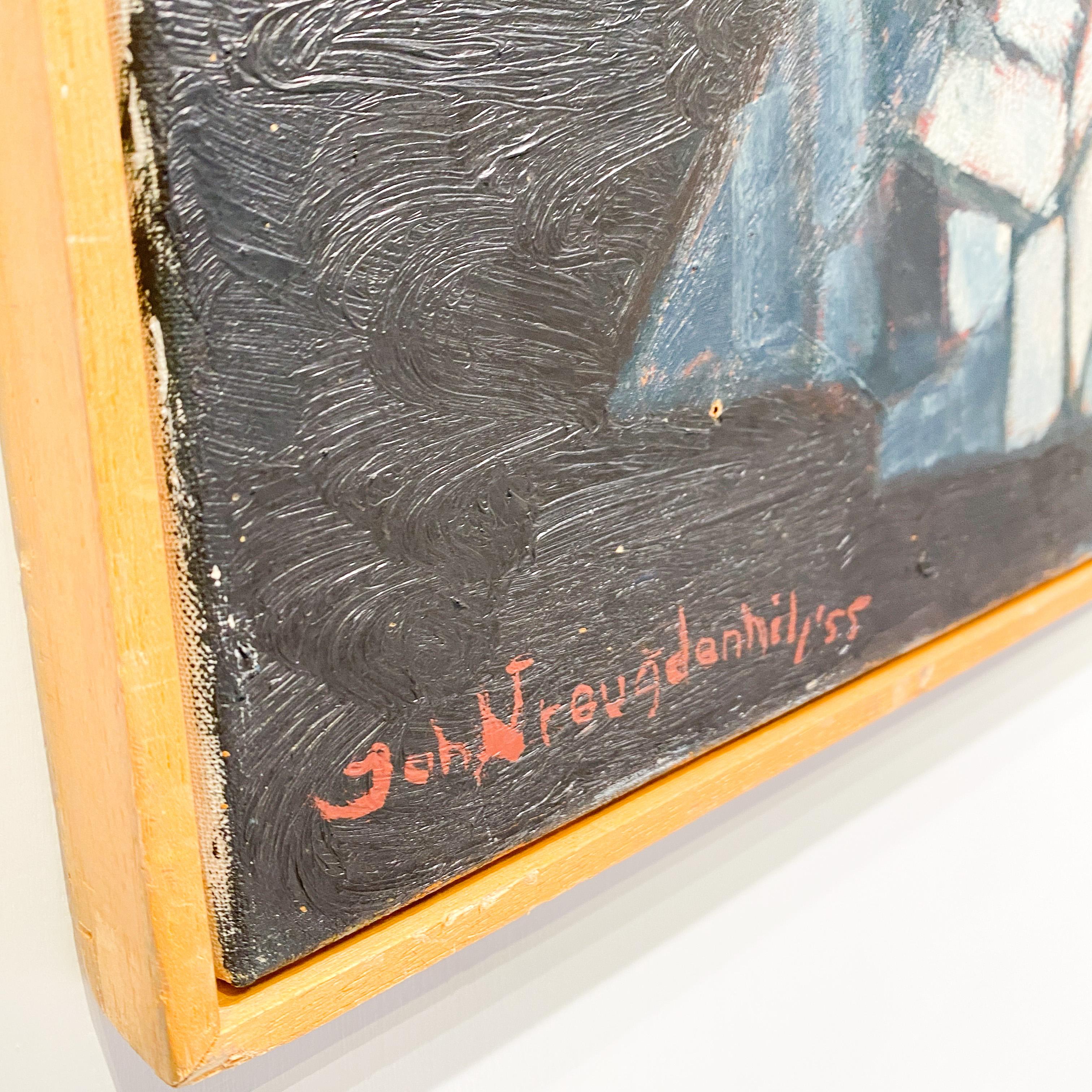 Abstraktes Vreugdenhil-Ölgemälde auf Leinwand, Mid-Century, Niederländisch, 1950er Jahre, signiert und datiert im Angebot 3