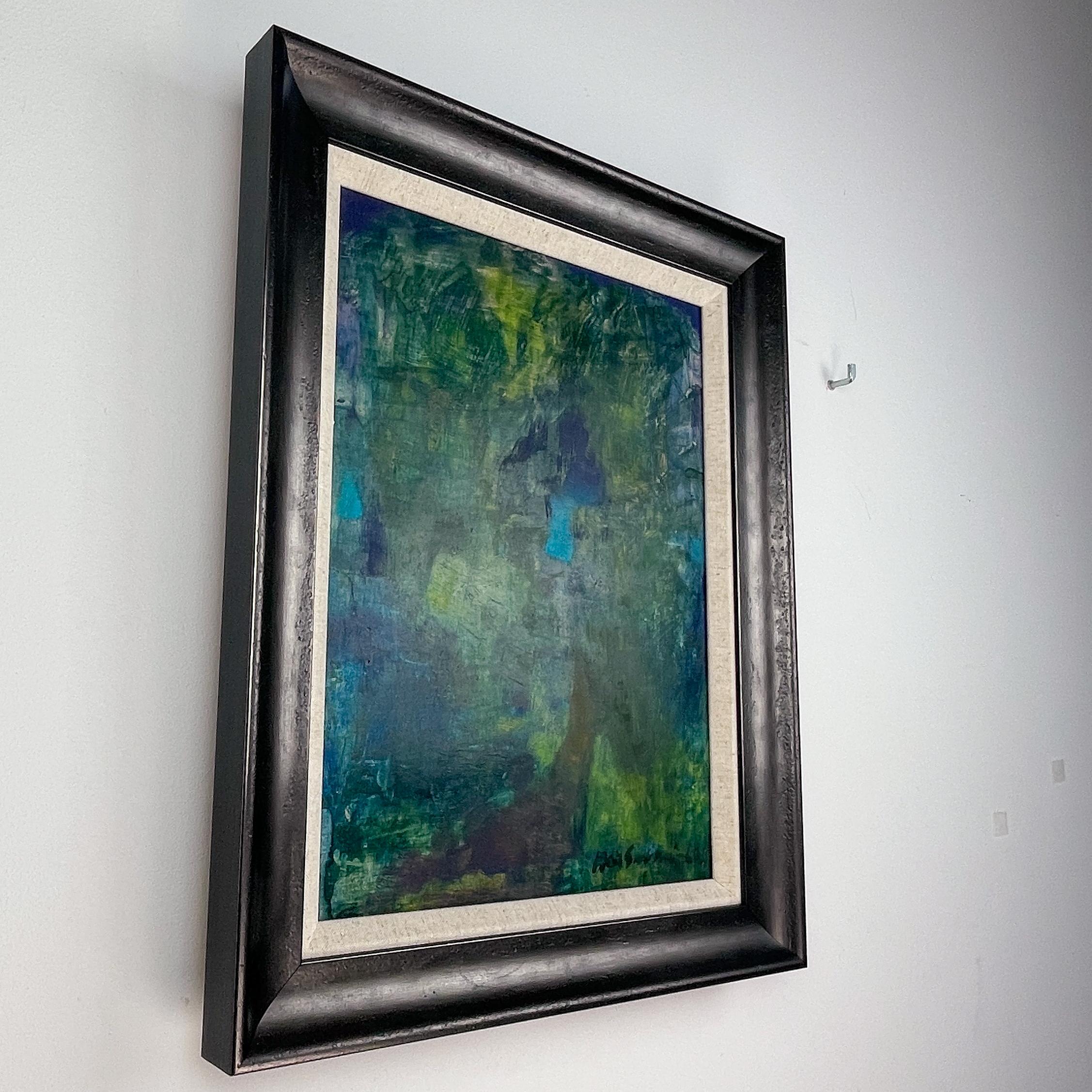 Other Midcentury abstracted oilpaining by Max Salmi Landscape 1968 oil on board framed For Sale