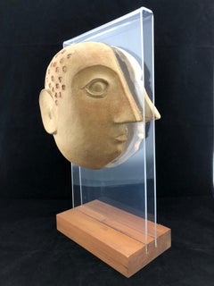 Midcentury Acrylic and Ceramic Head Sculpture by David Gil for Bennington