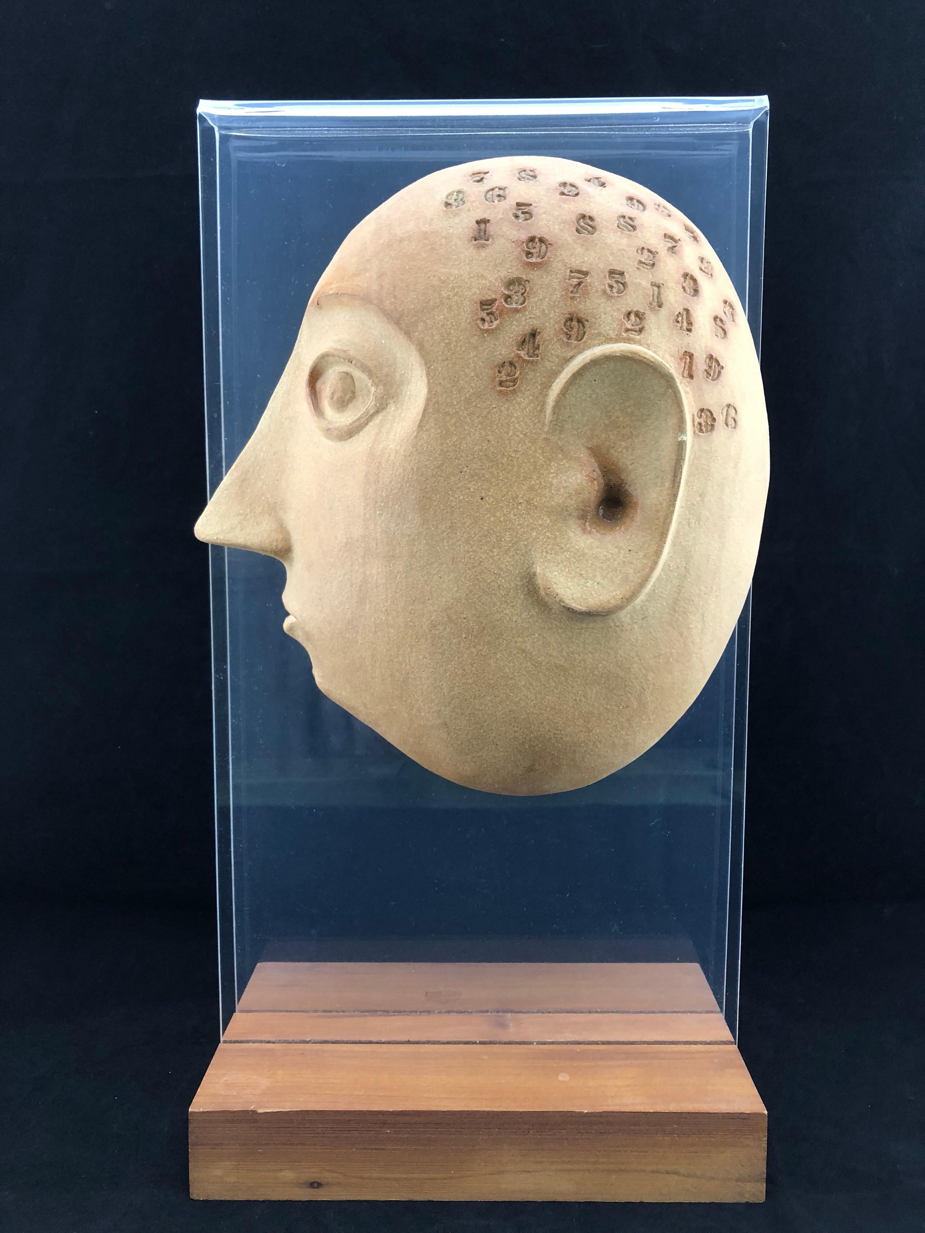Midcentury Acrylic and Ceramic Head Sculpture by David Gil for Bennington In Good Condition For Sale In Marietta, GA