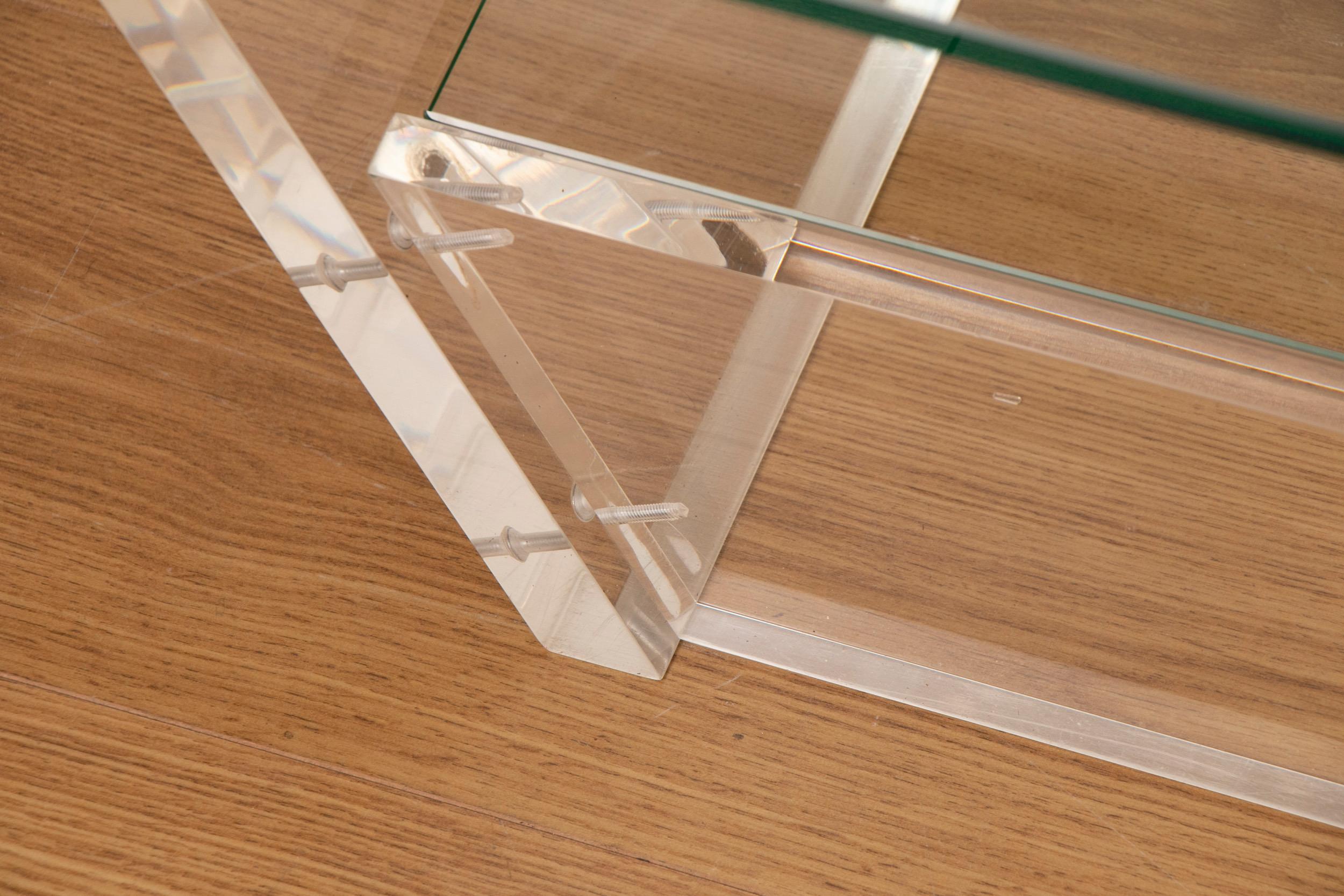 Mid-Century Modern Midcentury Acrylic and Glass Coffee Table Designed by David Lange