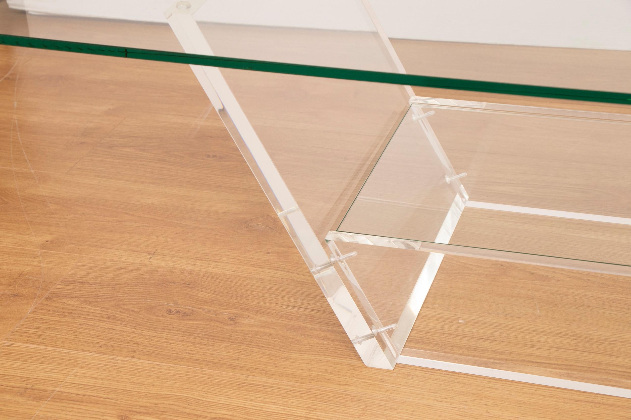 Midcentury Acrylic and Glass Coffee Table Designed by David Lange In Good Condition In London, GB