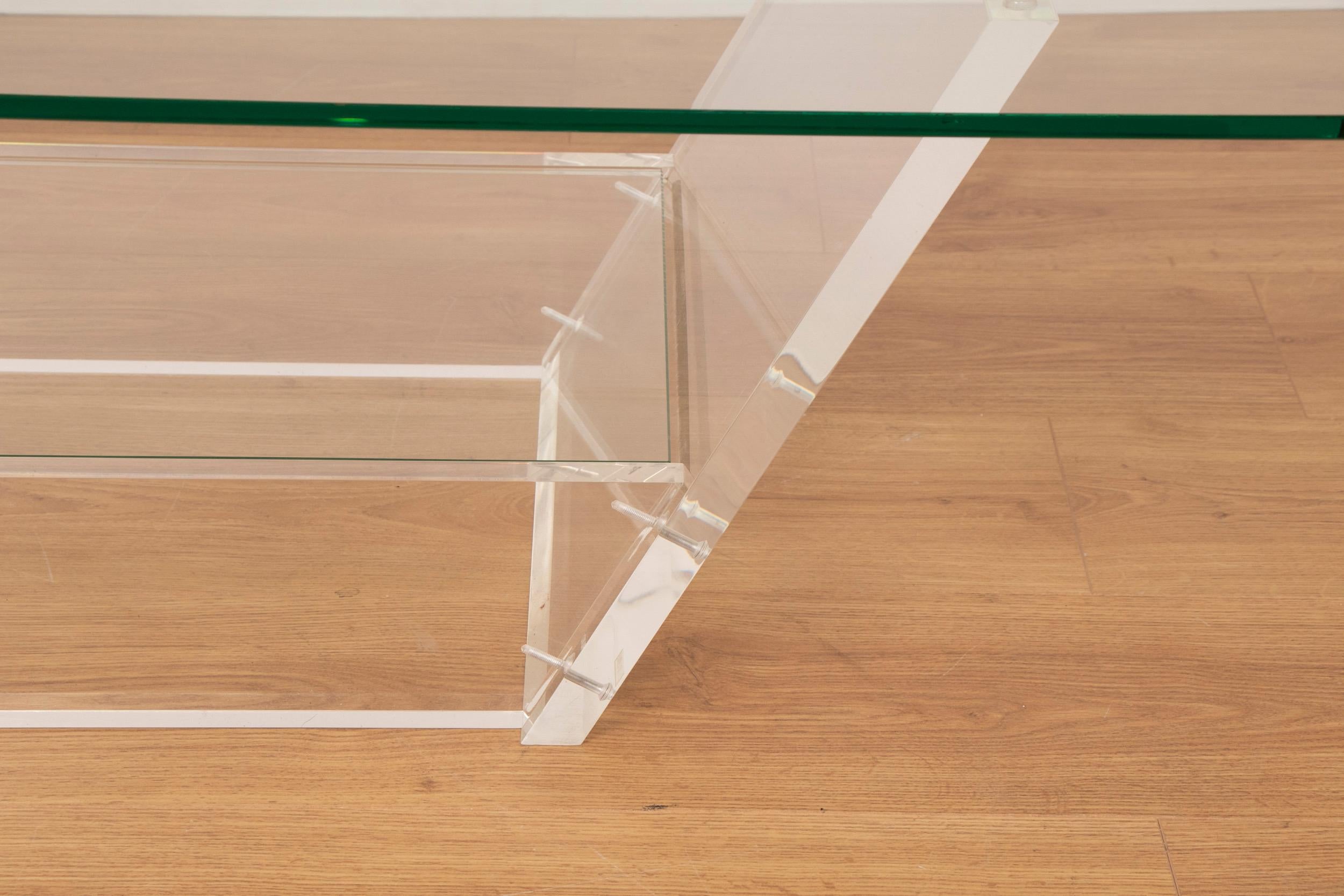 20th Century Midcentury Acrylic and Glass Coffee Table Designed by David Lange