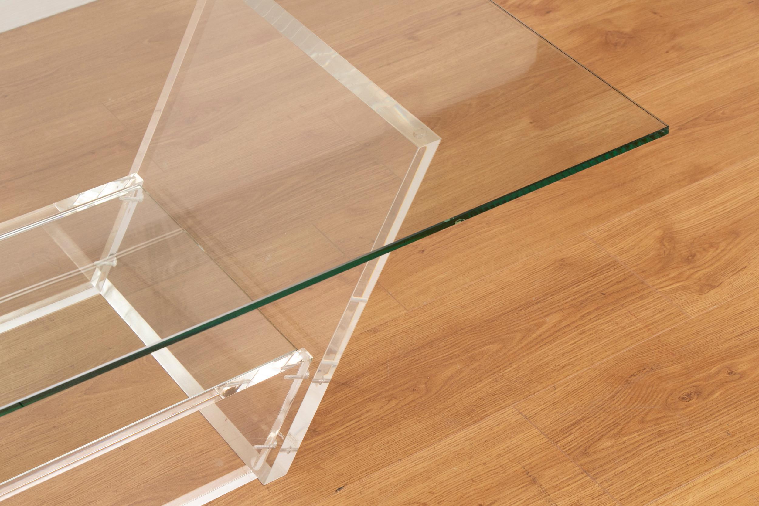 Midcentury Acrylic and Glass Coffee Table Designed by David Lange 1